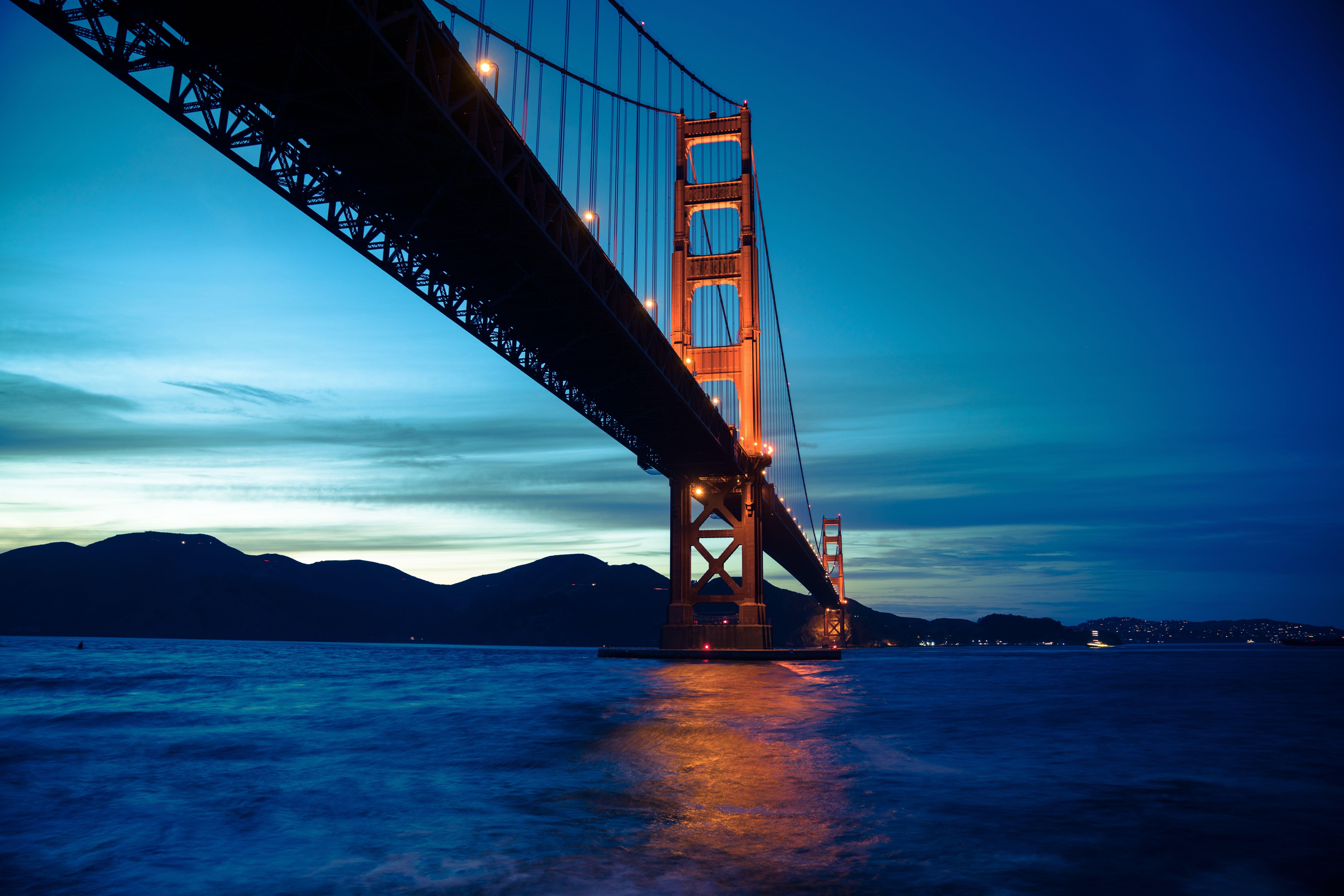 7952x5304 Brooklyn Bridge, Golden Gate Bridge, Sunset, San Francisco HD