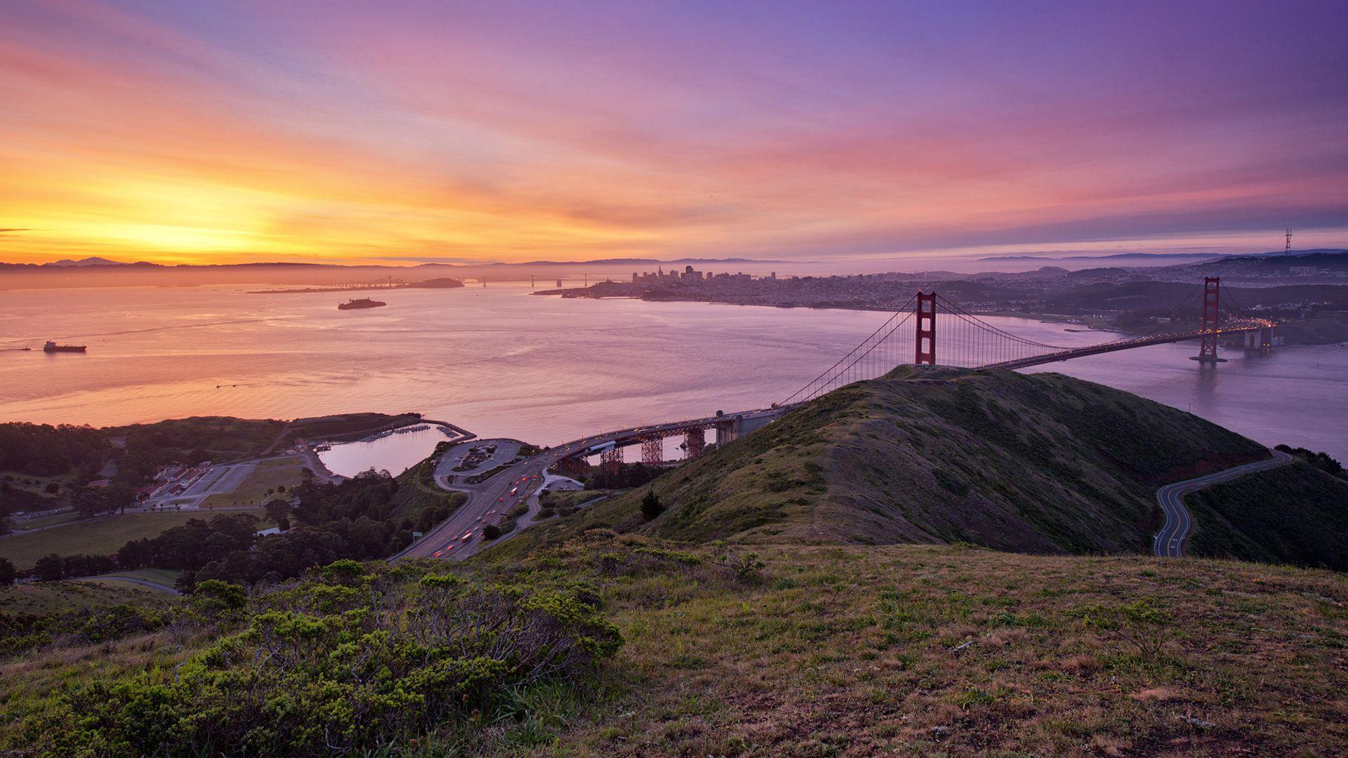 1920x1080 golden, Gate, Bridge, Bridge, San, Francisco, Buildings, Sunset