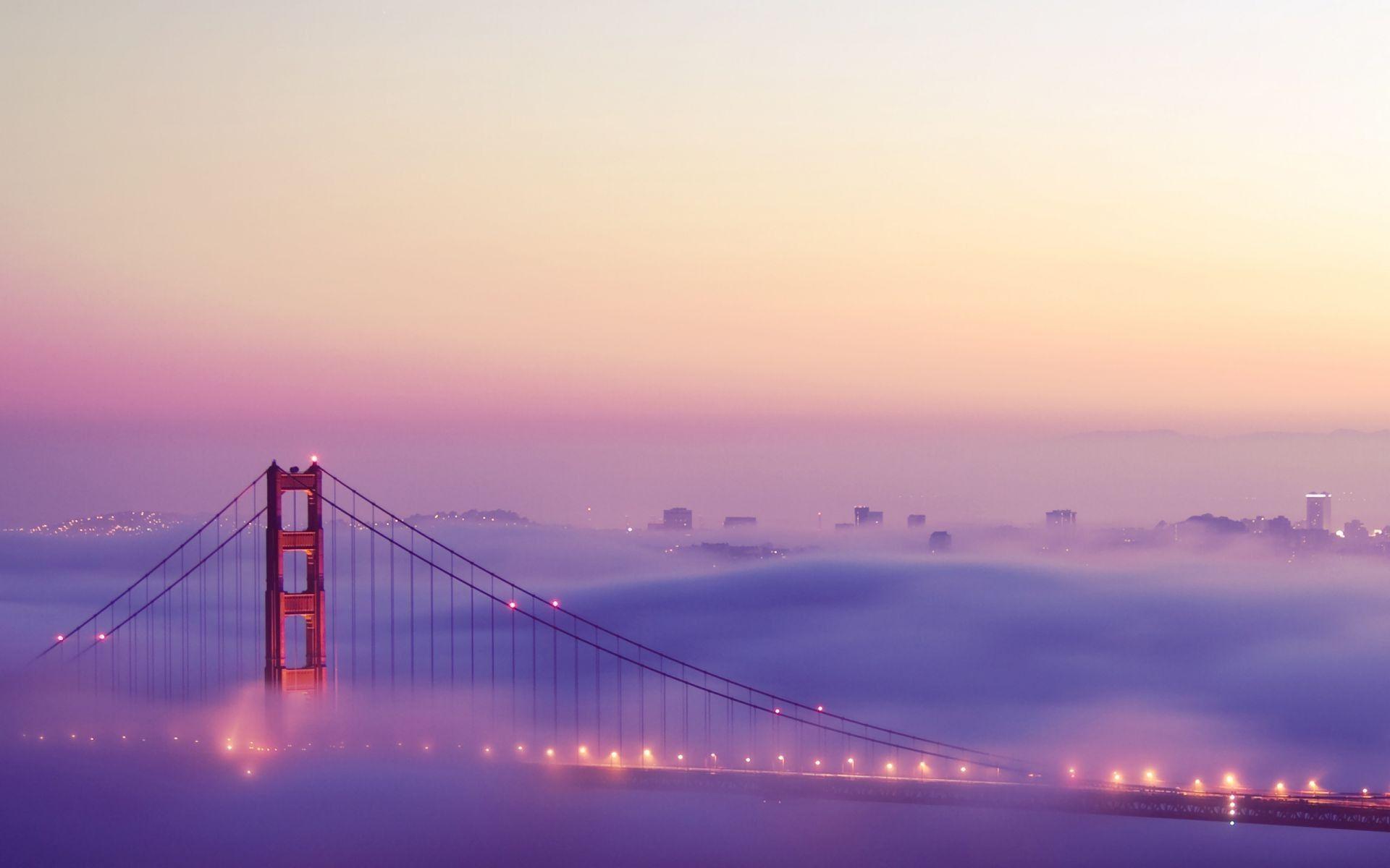 1920x1200 The lights of San francisco fog golden gate bridge San Francis