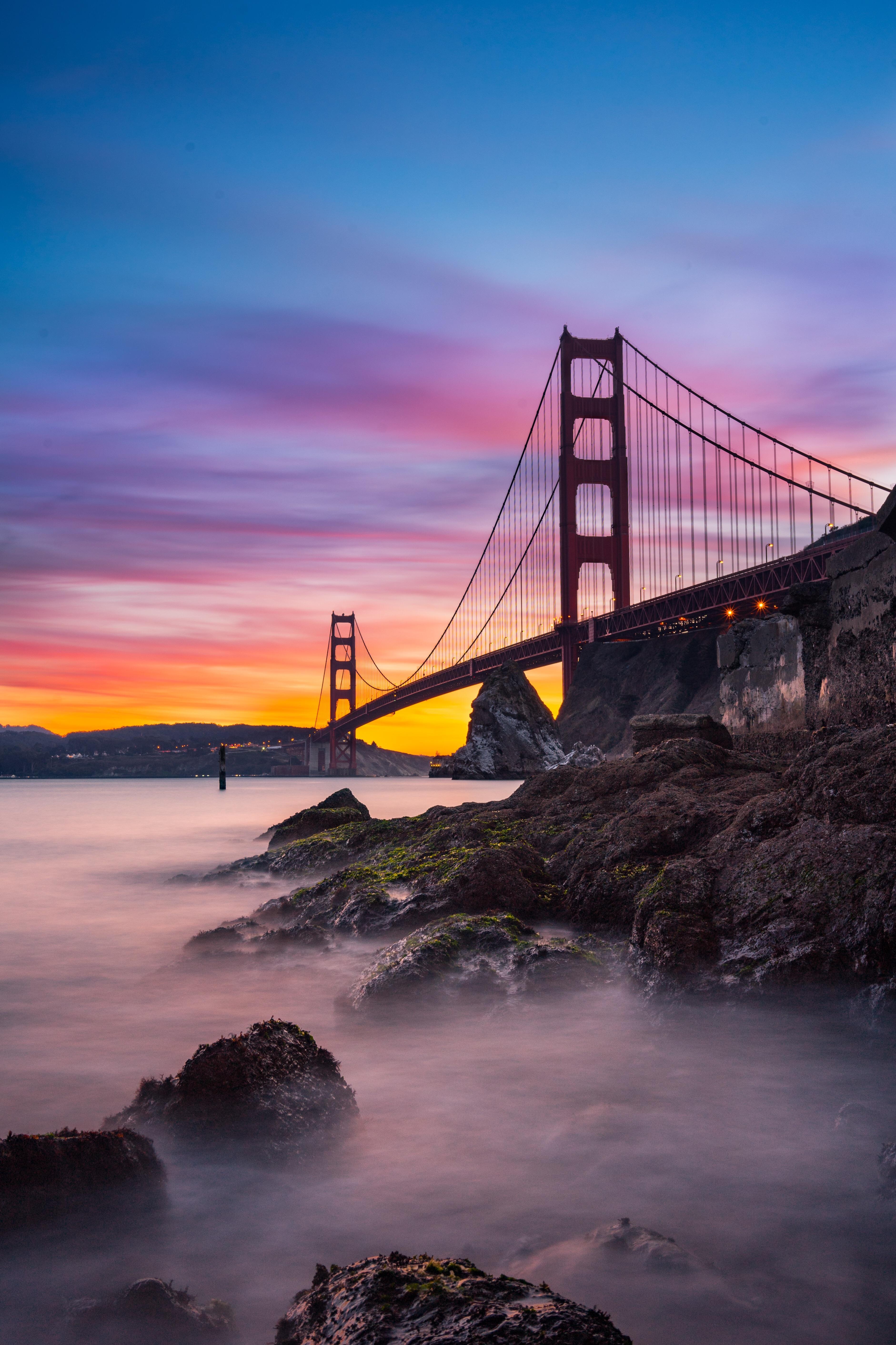 3762x5643 Cotton candy sky and a misty bay. Last night's Golden Gate sunset