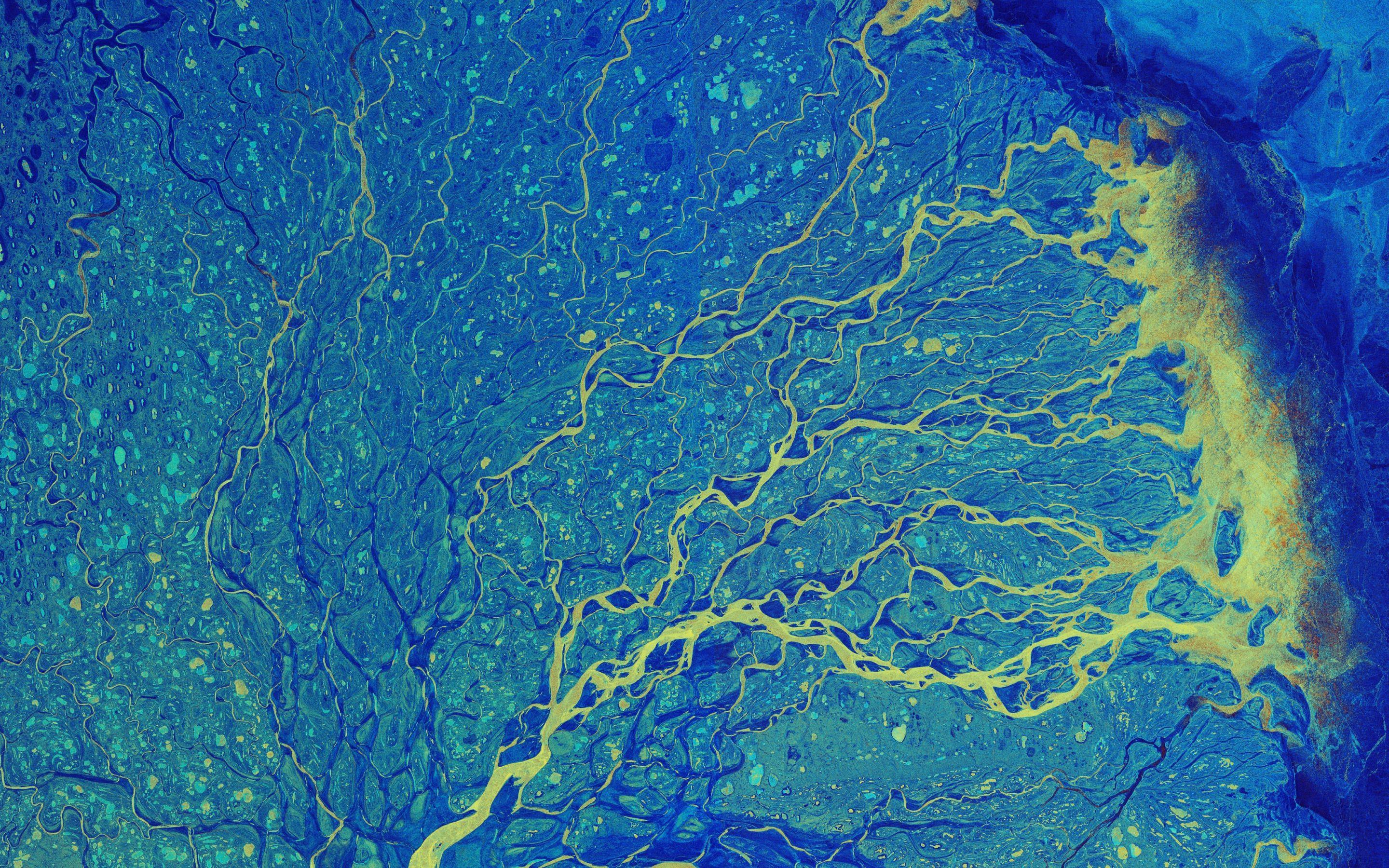 2880x1800 Download wallpaper blue blur paint texture, blue paint background