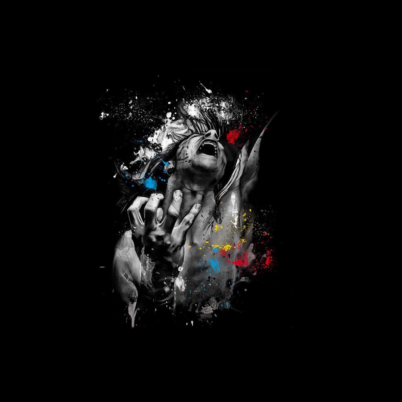 1280x1280 Download wallpaper 1280x1280 man, rage, screaming, spray, paint