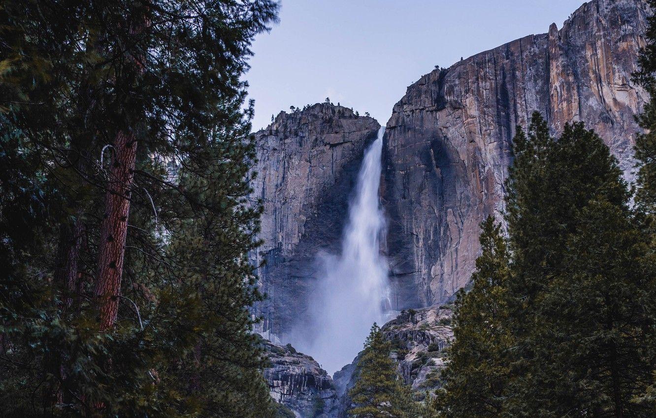 1332x850 Wallpaper USA, trees, nature, California, waterfall, cliff, 4k