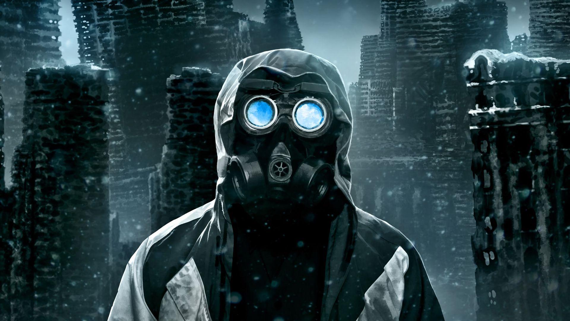 1920x1080 Download wallpaper 1920x1080 gas mask, mask, respirator, man