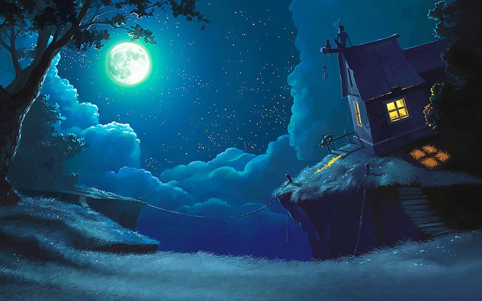 1680x1050 Moonlight Background