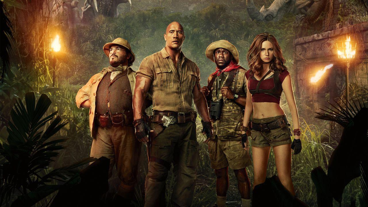 1280x720 Wallpaper Jumanji: Welcome to the Jungle, Jack Black, Dwayne
