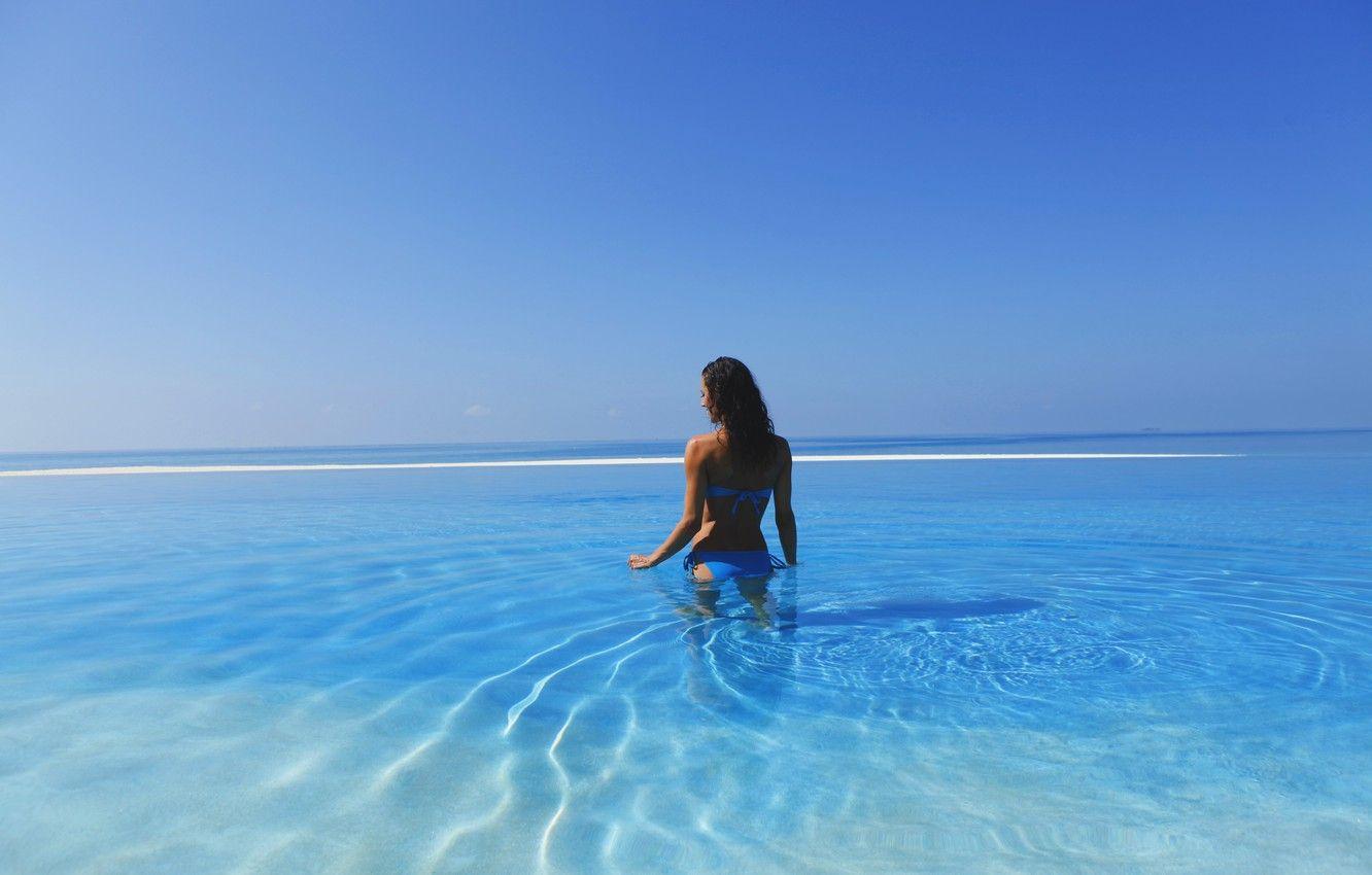 1332x850 Wallpaper sea, the sky, girl, landscape, nature, Wallpaper, beauty