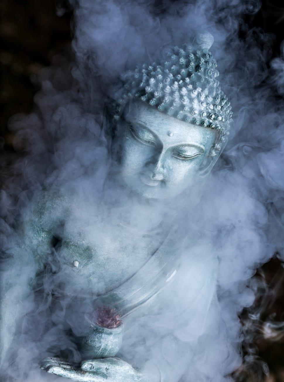 970x1306 gray sleeping buddha statue free image