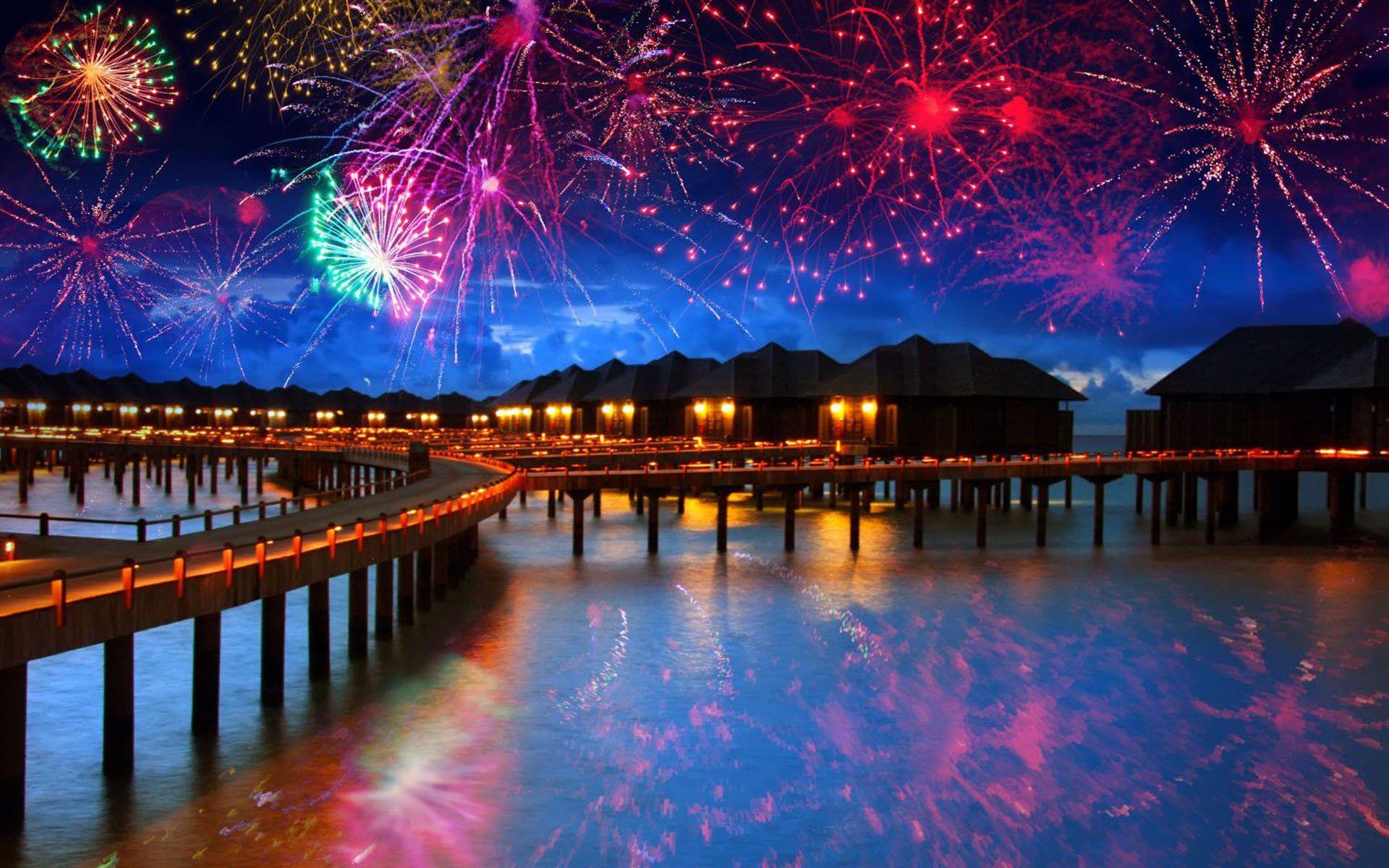 1920x1200 New Year's Eve Fireworks in the Maldives HD Wallpaper. Background