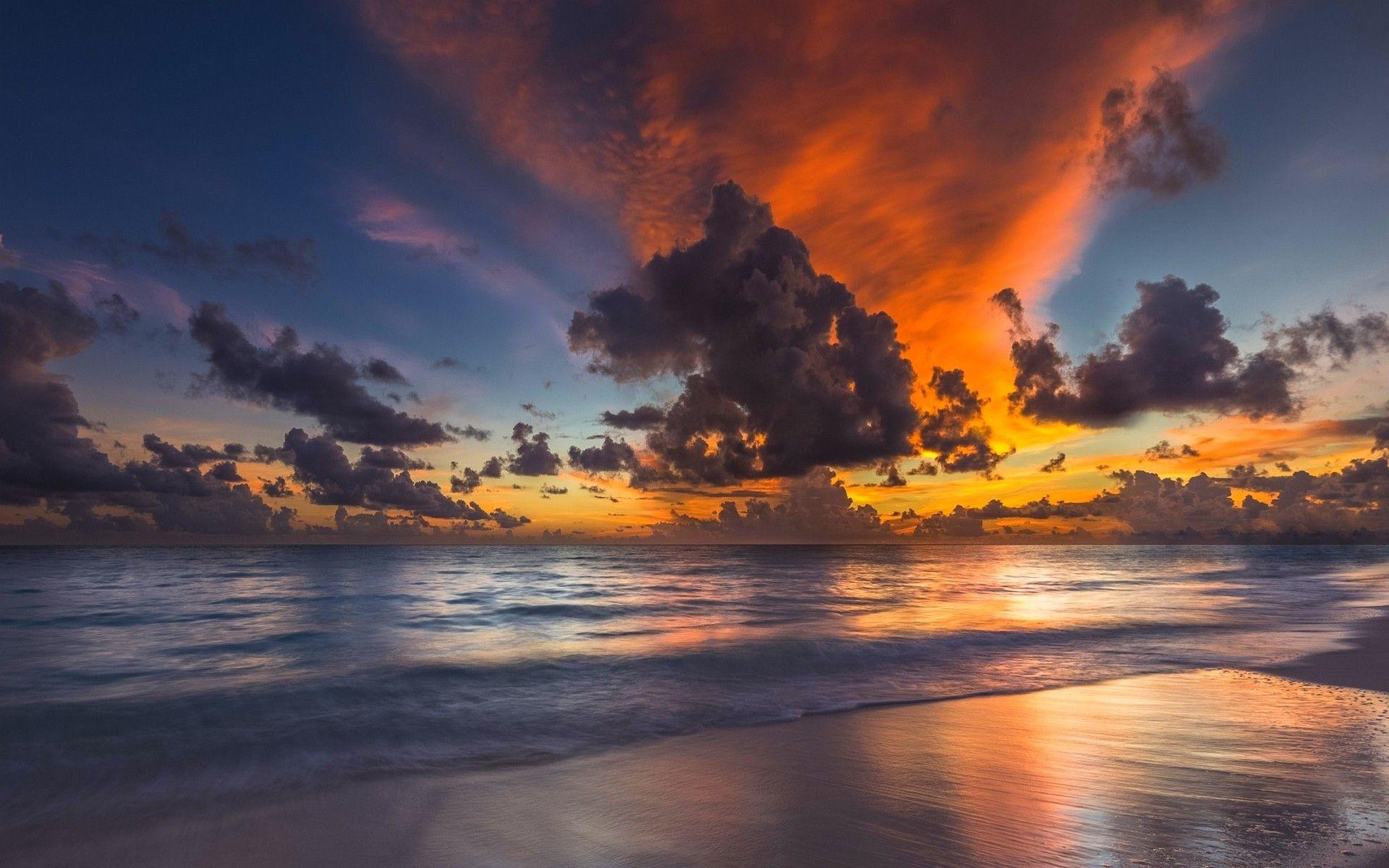 1920x1200 nature, Sunset, Beach, Maldives, Sea, Sky, Clouds, Landscape