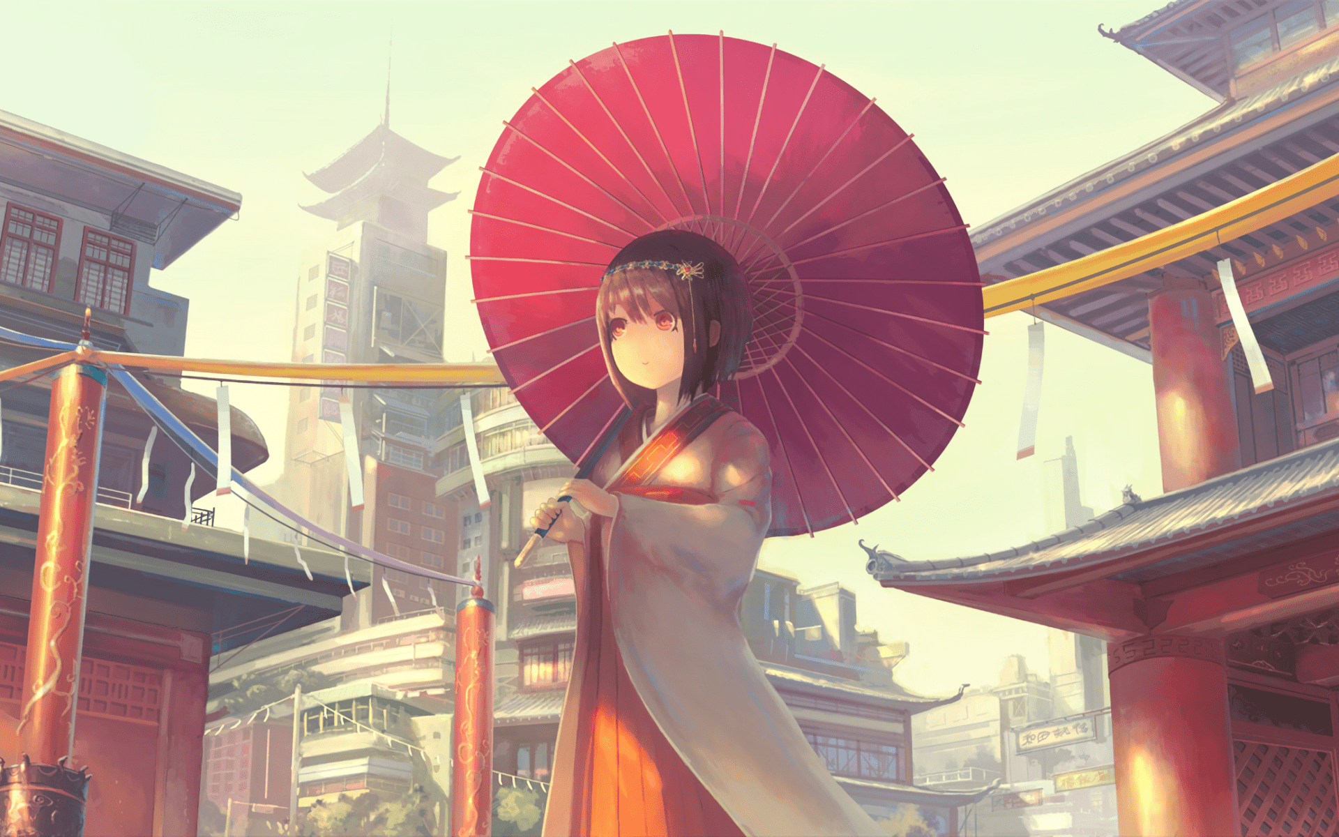 1920x1200 Download 1920x1200 Anime Girl, Traditional Clothes, Japanese