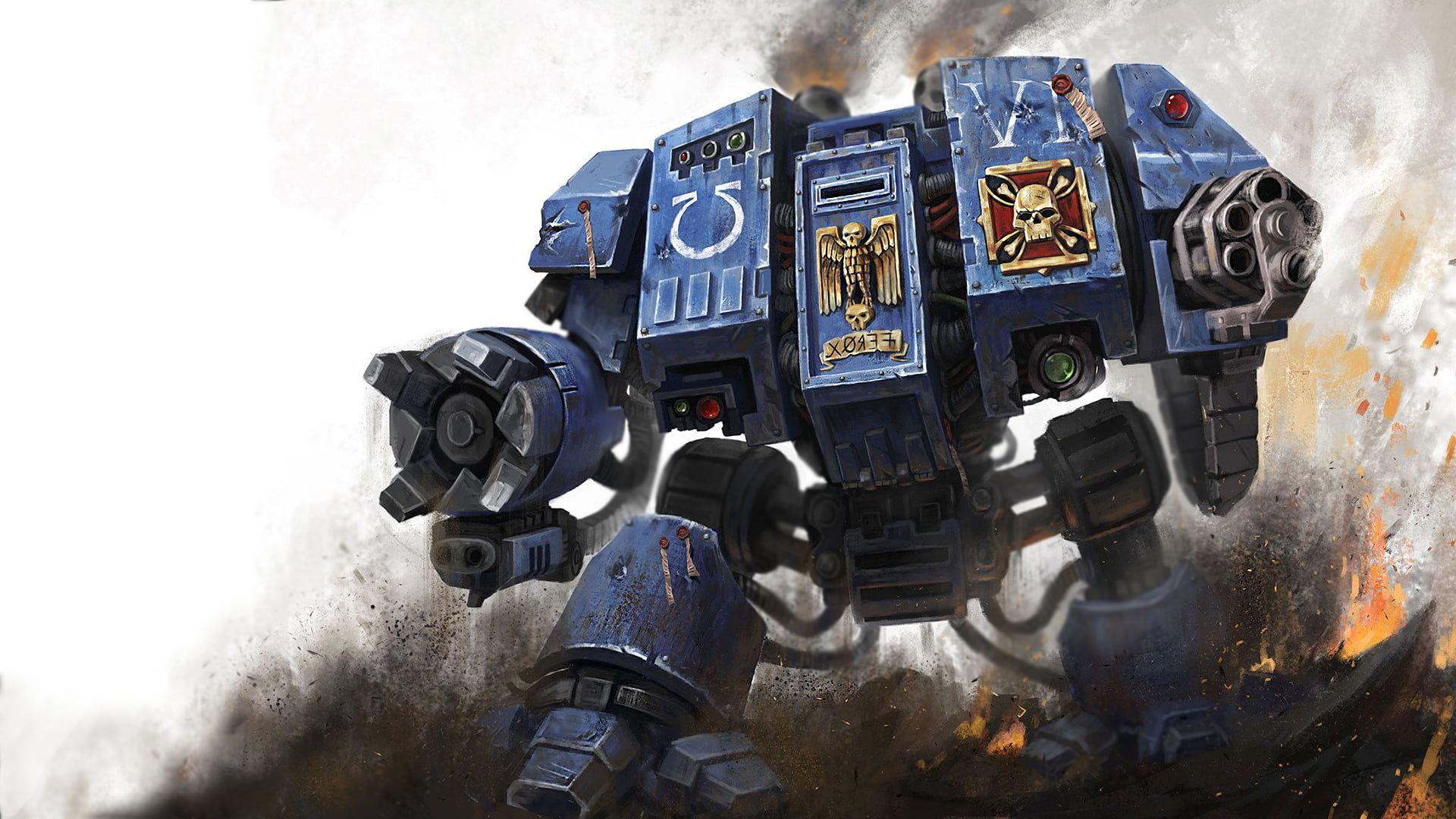 1920x1080 Blue robot illustration, Warhammer Ultramarines, mech