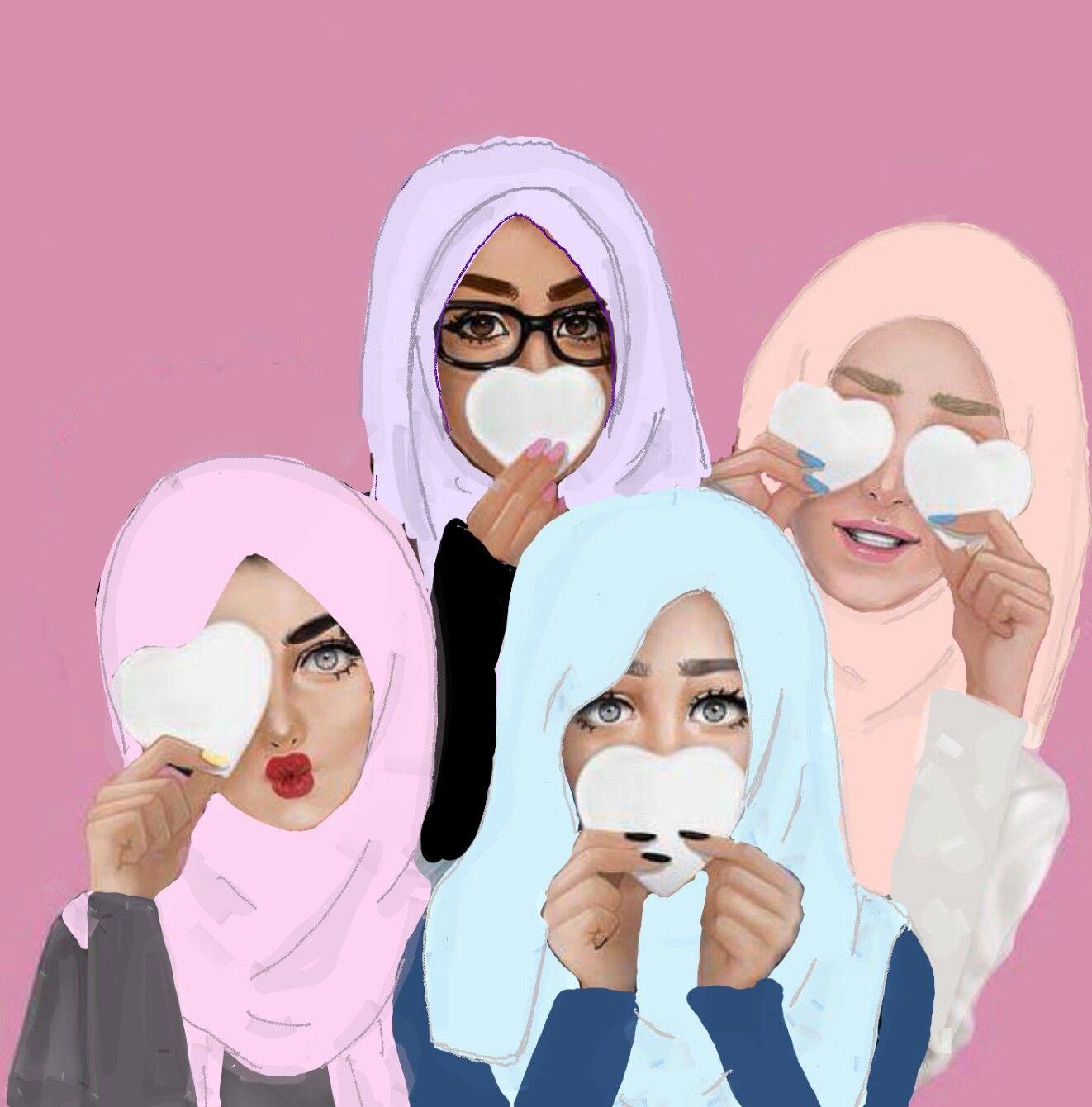 1322x1340 Hijab cô gái.  cặp đôi islamic.  Cô gái, Hoạt hình và Hình nền