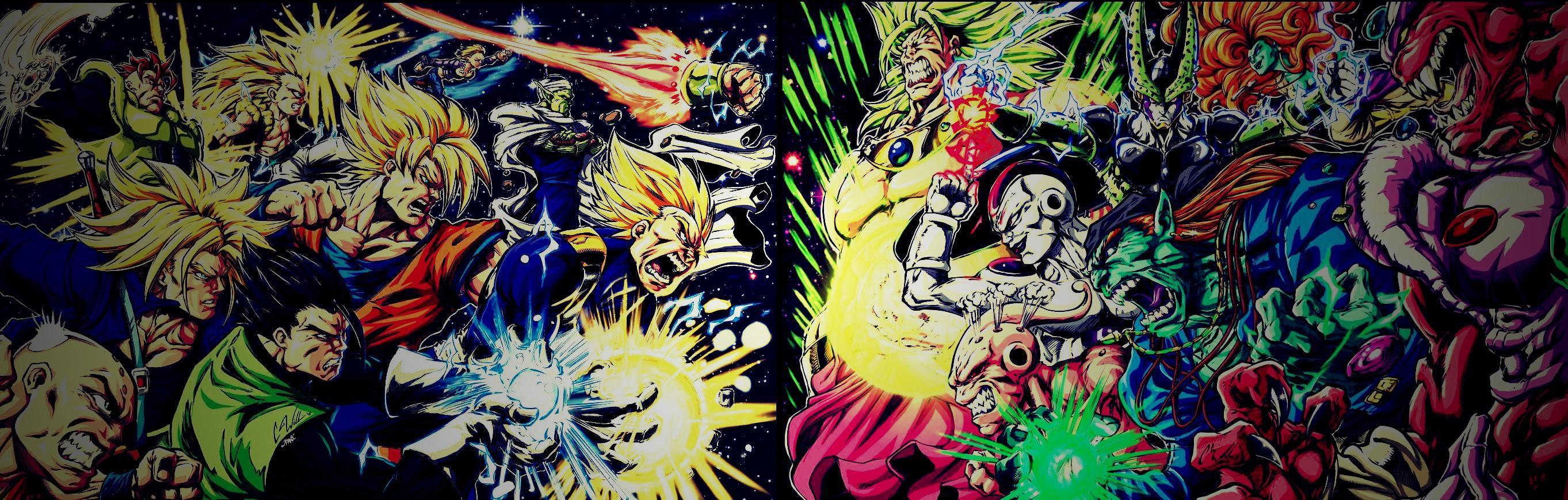 2725x869 DBZ Saiyans vs Enemies All Characters HD Wallpaper