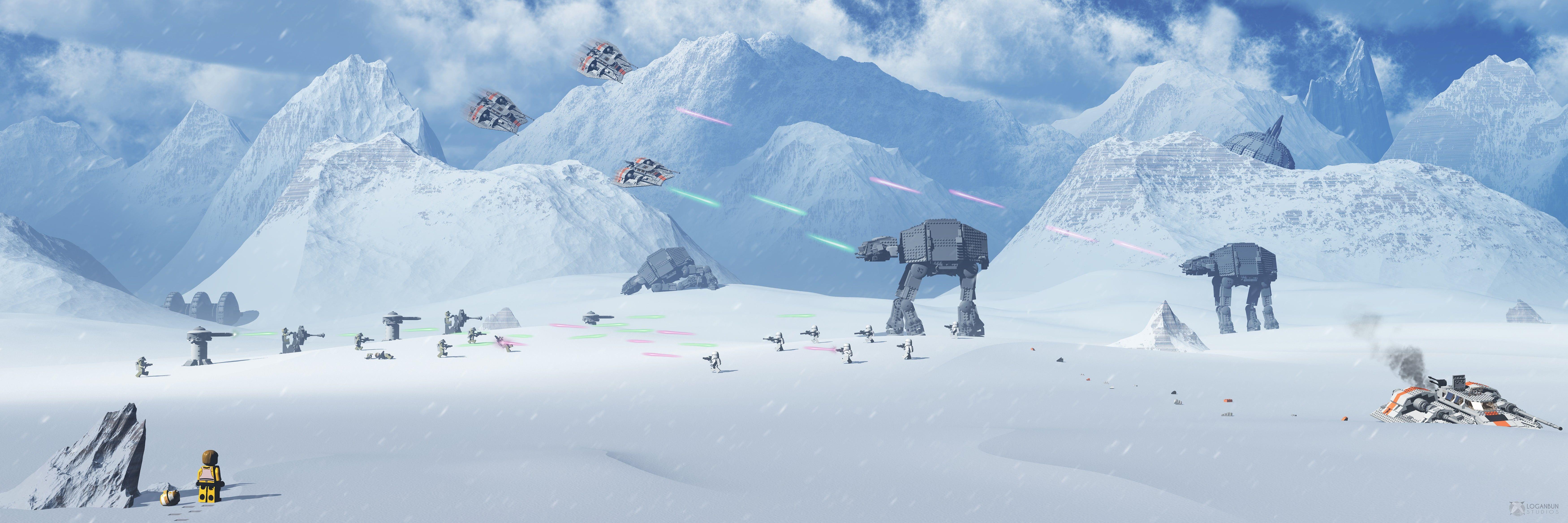 7000x2334 Star Wars, Lego Star Wars, Battle Of Hoth, Atat, Snow, Wars