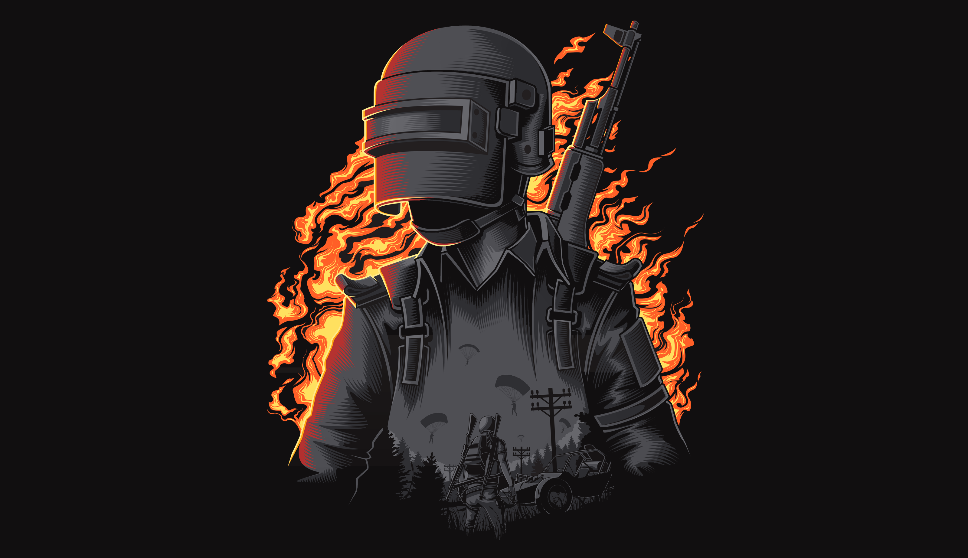 3200x1845 Wallpaper PUBG, Illustration, PlayerUnknown's Battlegrounds