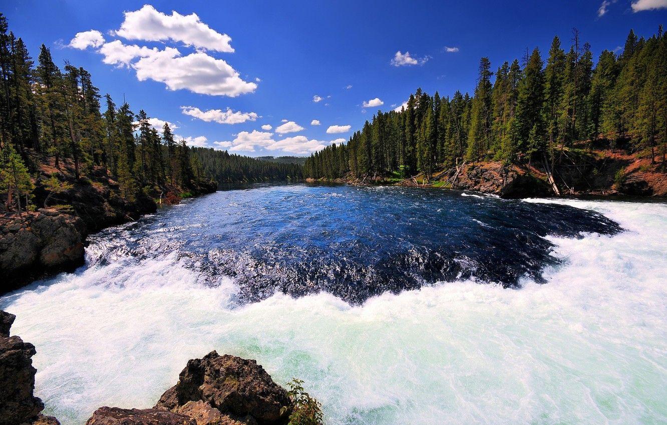 1332x850 Wallpaper River Yellowstone, thresholds, Yellowstone national Park