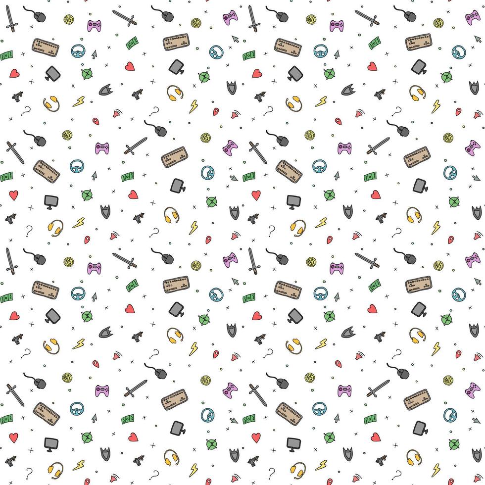 980x980 Seamless gaming background. seamless pattern with doodle gaming icons. gaming vector icons