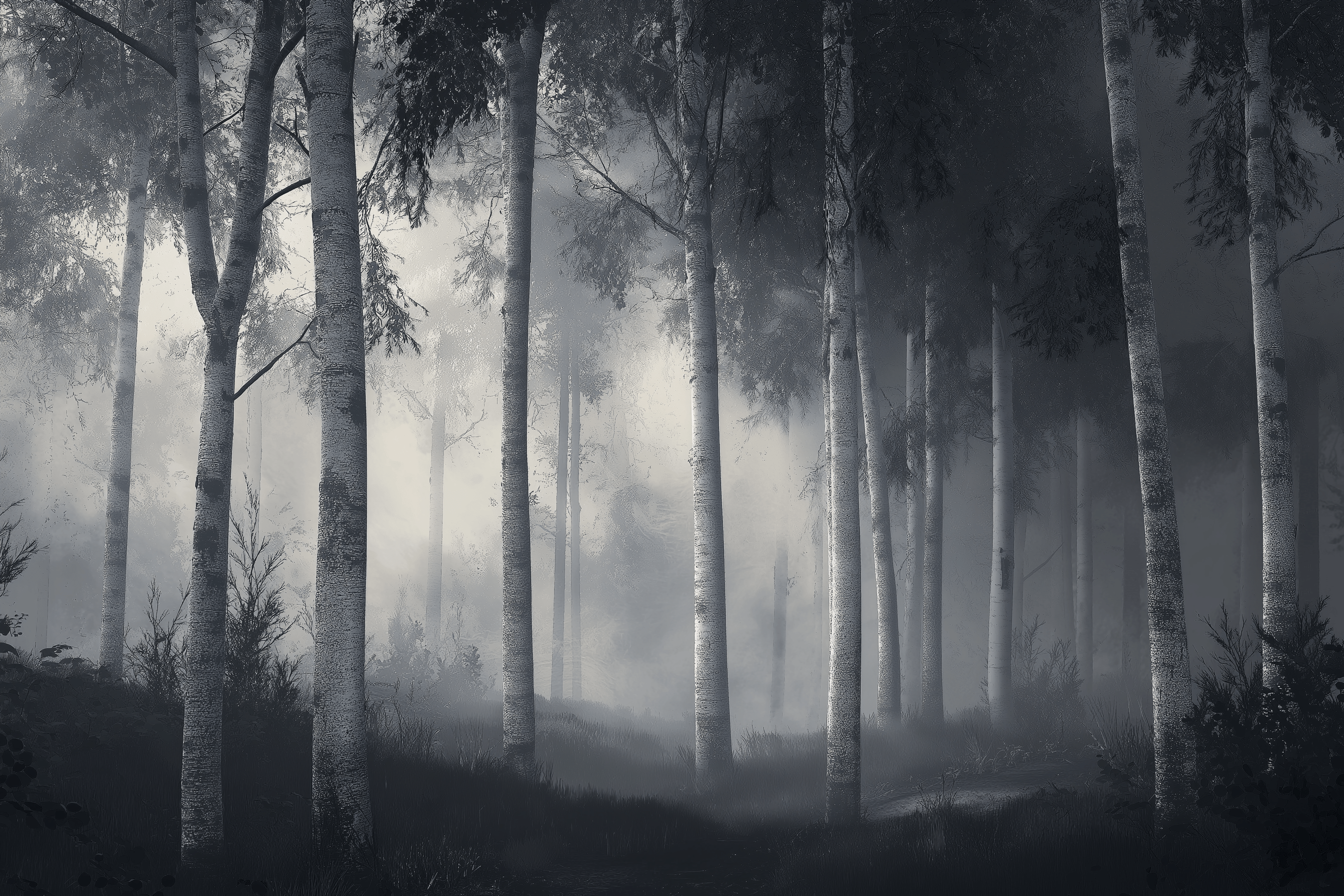 2688x1792 Forest Misty Trees Wallpaper
