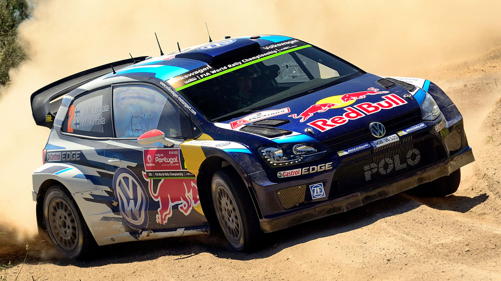1600x900 Download W R C_ Rally_ Red Bull_ Volkswagen_ Polo_ Action_ Shot Wallpaper