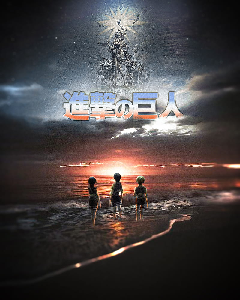 800x1000 Attack on Titan, aot, armin alert, cloud, eren yeager, mikasa ackerman, ocean, HD phone wallpaper