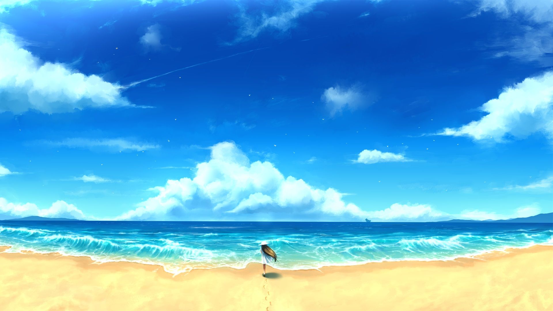 1920x1080 Anime Beach Serenity Wallpaper By Juh Juhx1080