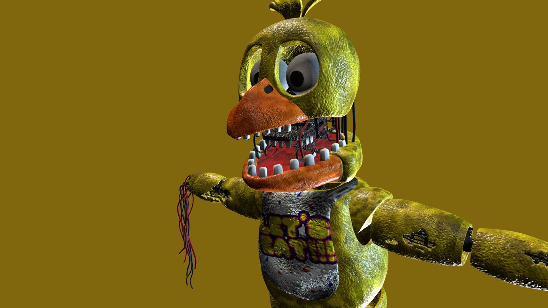 1920x1080 Withered Chica Free 3D Model By
