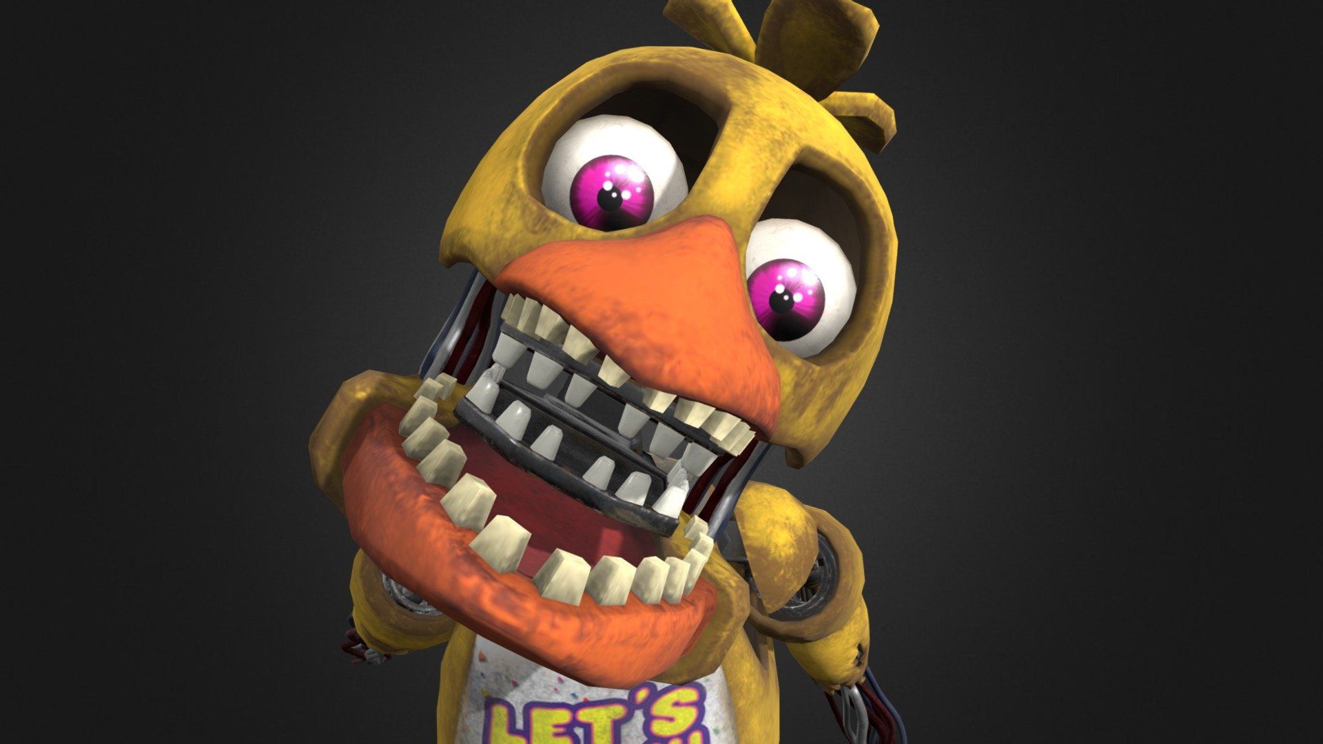 1920x1080 FNaF HW Withered Chica ReTexture & Remesh Free 3D model by Captain Allen [005062d]