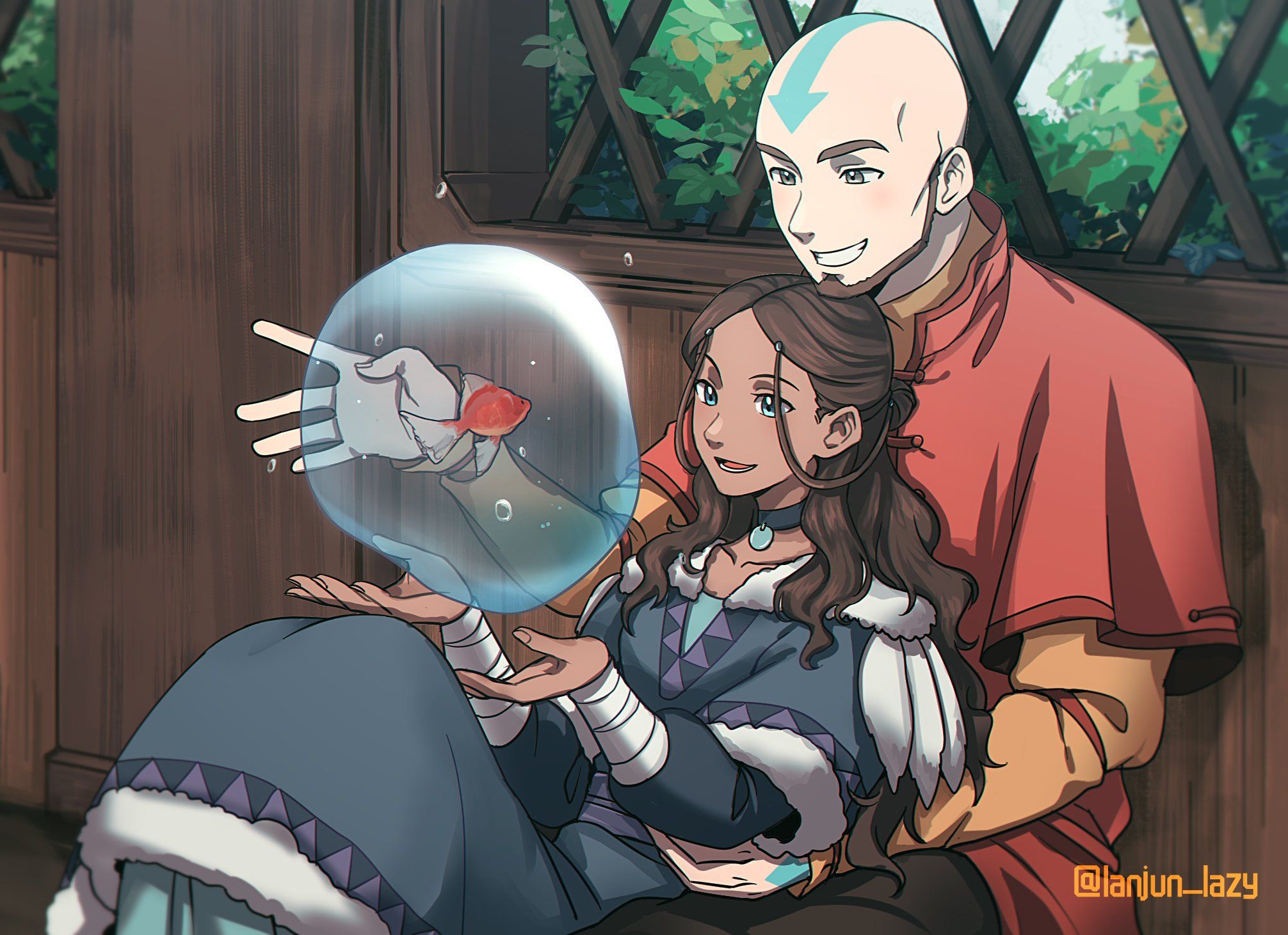 2012x1461 Download Aang (Avatar: The Last Airbender) Katara (Avatar: The Last Airbender) Anime Avatar: The Last Airbender HD Wallpaperx1461