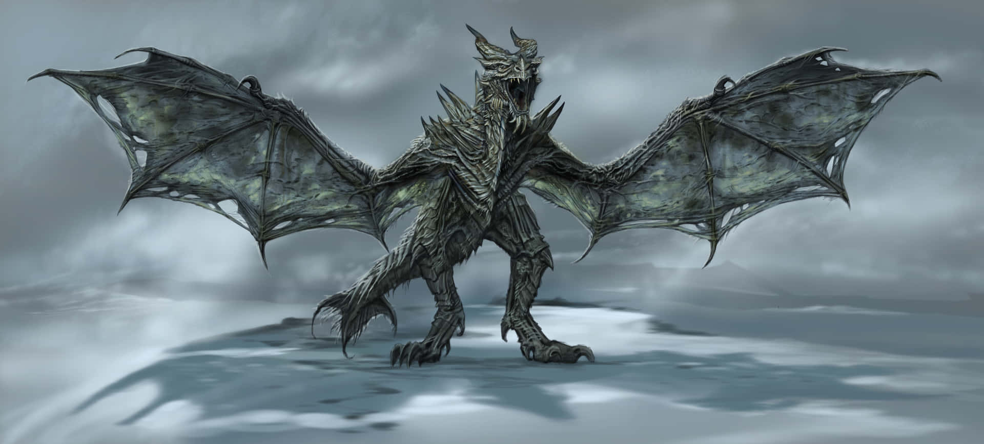 1920x867 Skyrim Paarthurnax Wallpaper