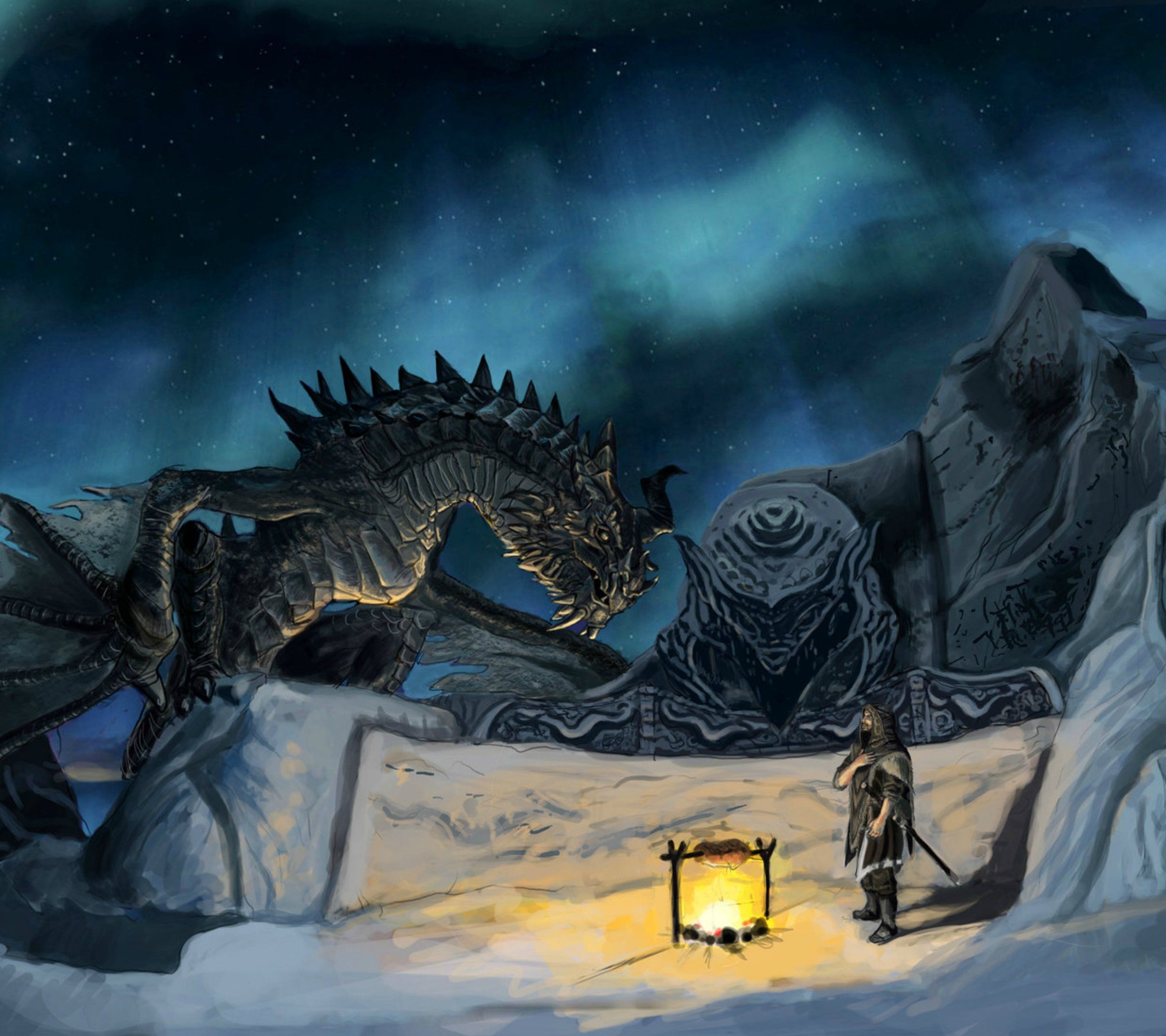 2976x2644 Wisdom of the Ancient Dragon: Paarthurnax Wallpaper to your mobile from PHONEKY