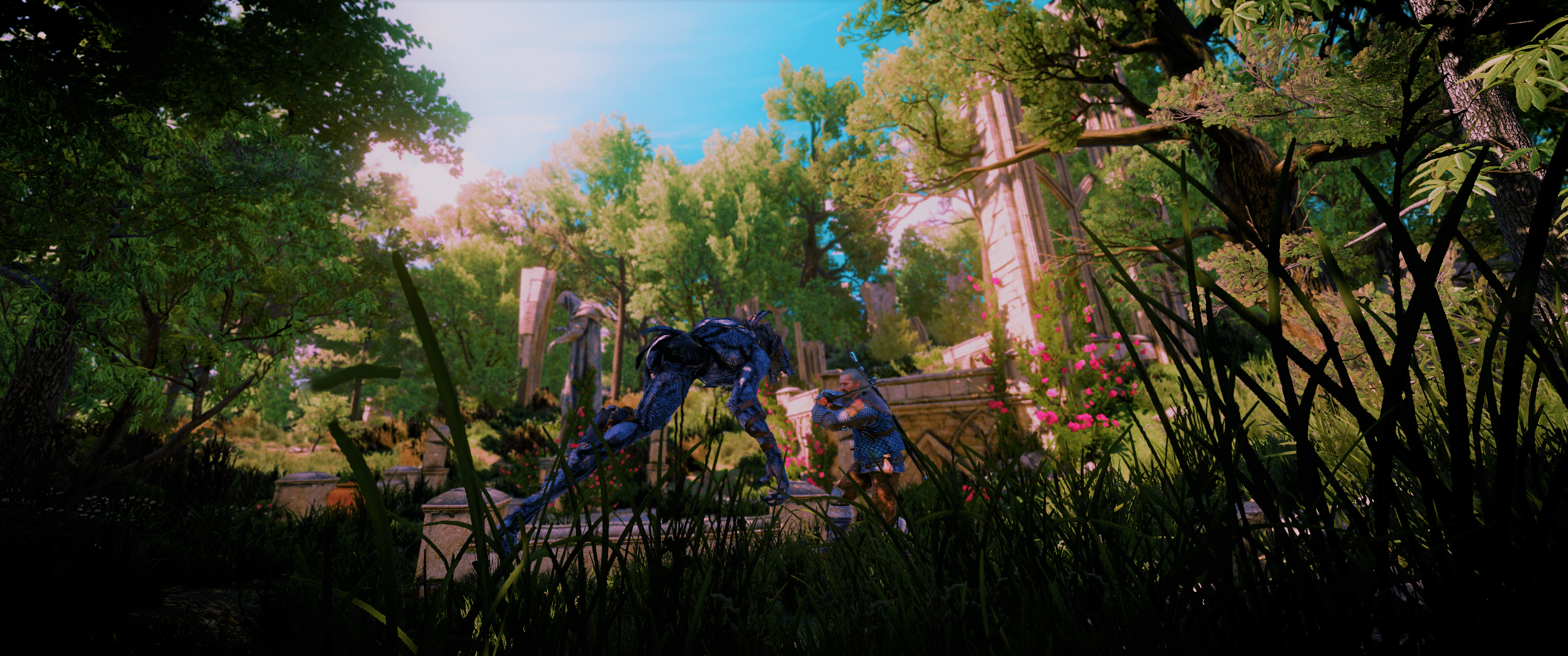 3440x1440 Vesemir vs Werewolf. HD Wallpaper. Background Imagex1440