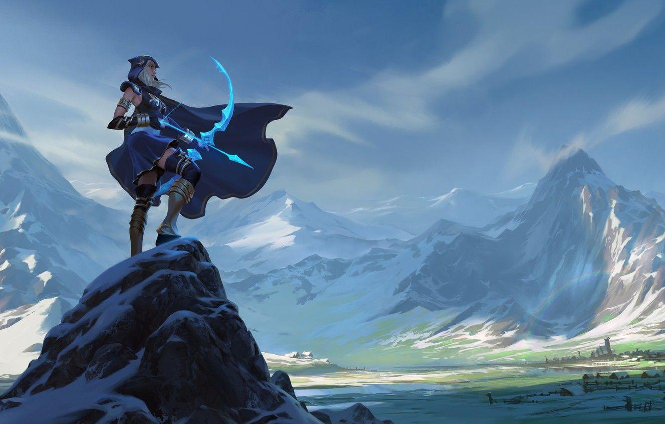 1332x850 Wallpaper girl, fantasy, game, magic, landscape, nature, mountains
