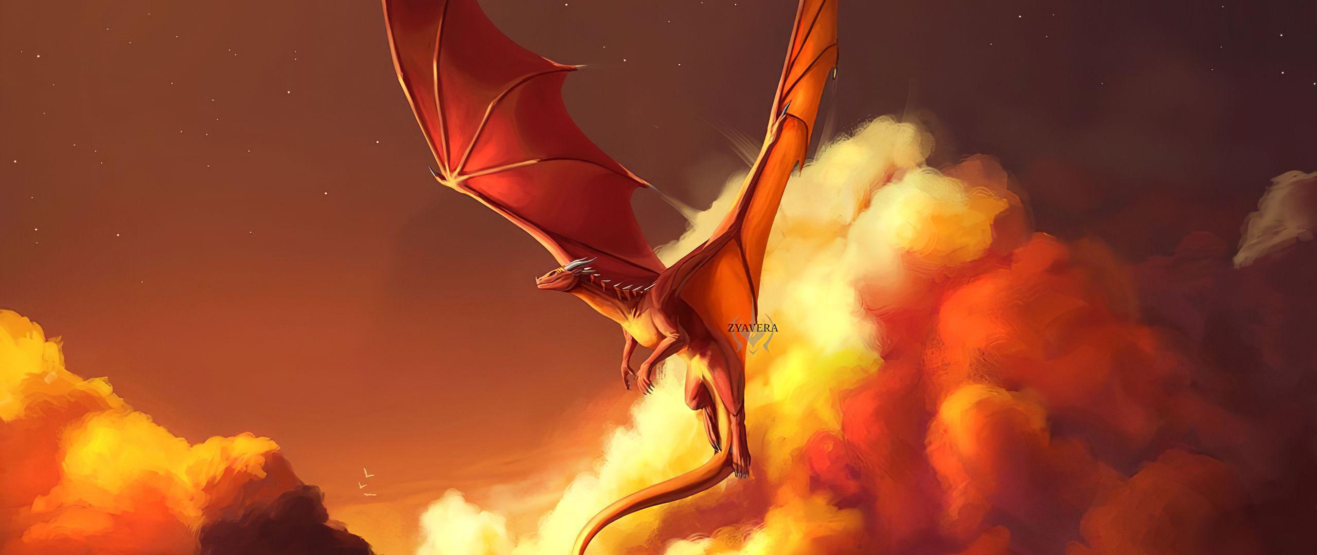 2560x1080 Fiery Dragon Sunset 4k 2560x1080 Độ phân giải HD 4k