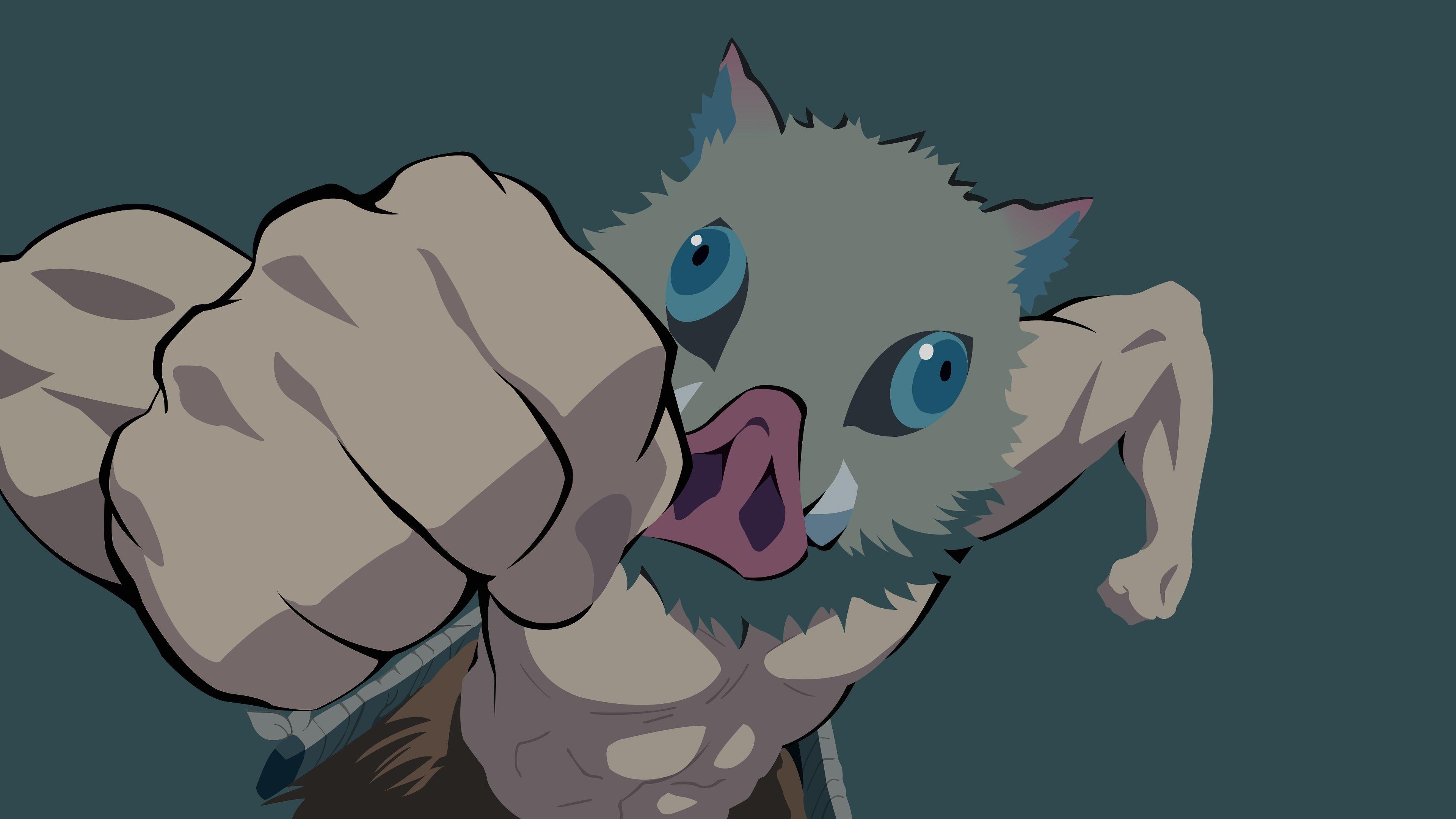 3840x2160 Inosuke Hashibira Kimetsu no Yaiba Minimalist 4K Wallpaper