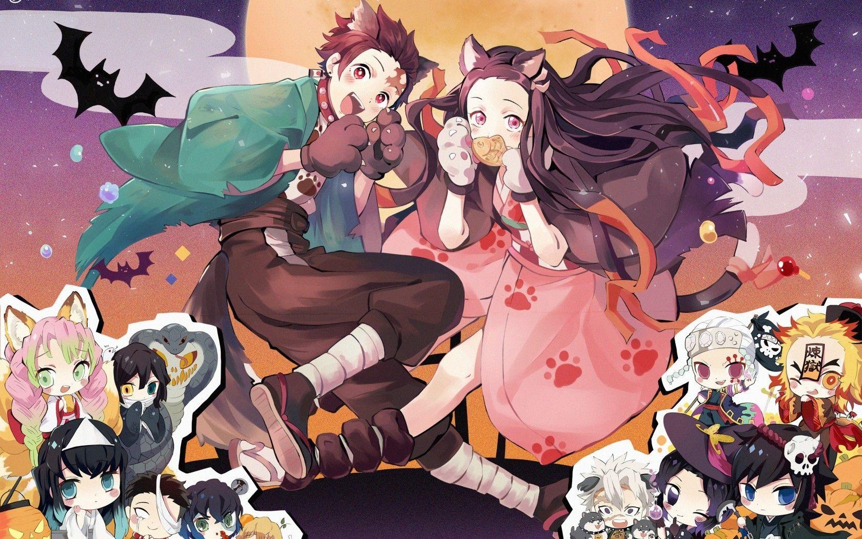 1680x1050 Download 1680x1050 Kamado Nezuko, Kamado Tanjirou, Hashibira