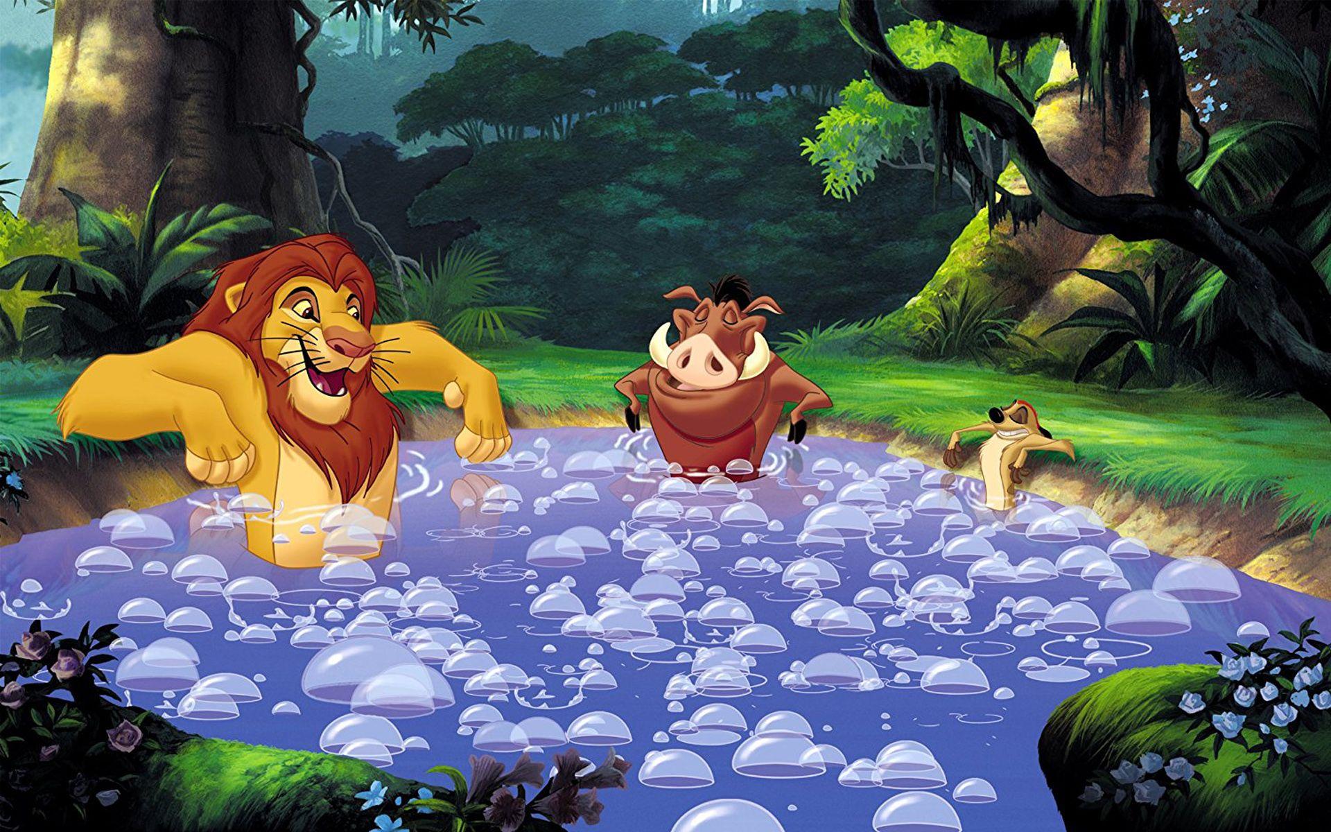1920x1200 Cartoons Disney The Lion King African Oasis Simba Timon And Pumbaa