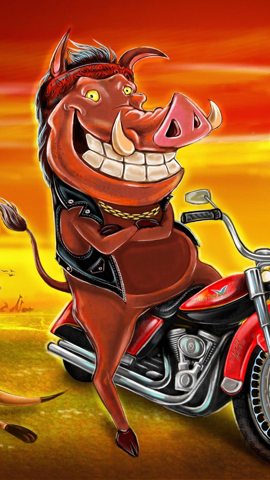 1080x1920 Timon And Pumbaa Bike Rider Mobile Wallpaper iPhone, Android