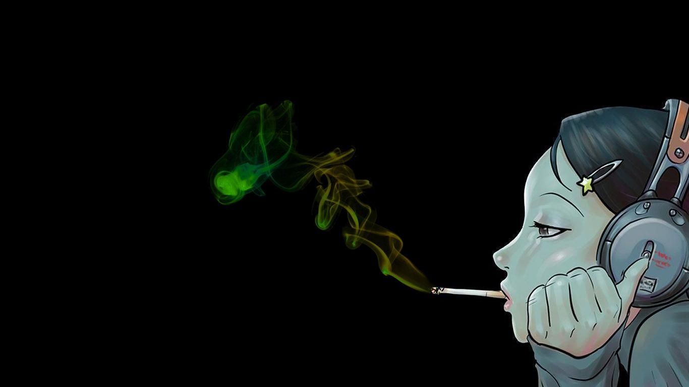 1366x768 Girl With Headphones Wallpaperx768