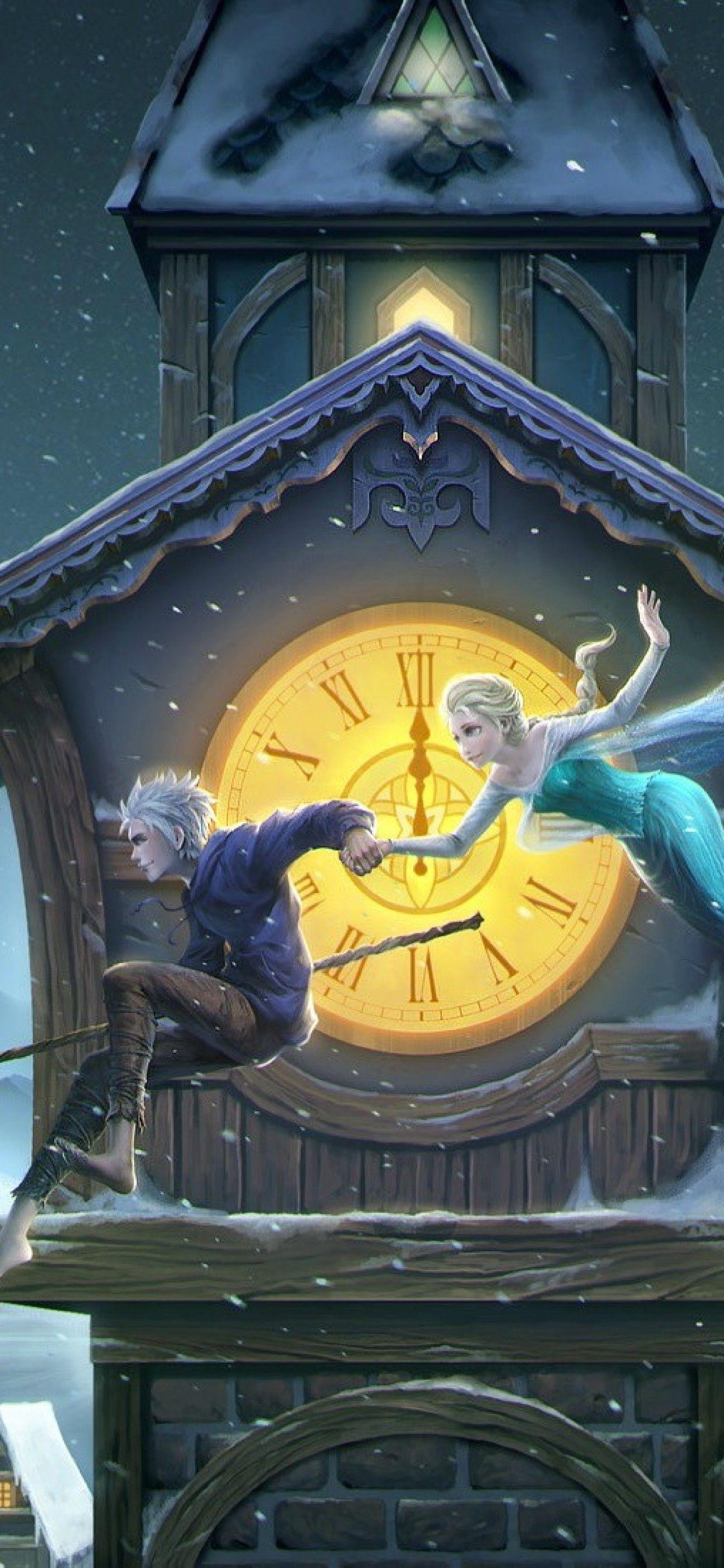 1242x2688 Jack Frost And Elsa iPhone XS MAX HD 4k Wallpaper