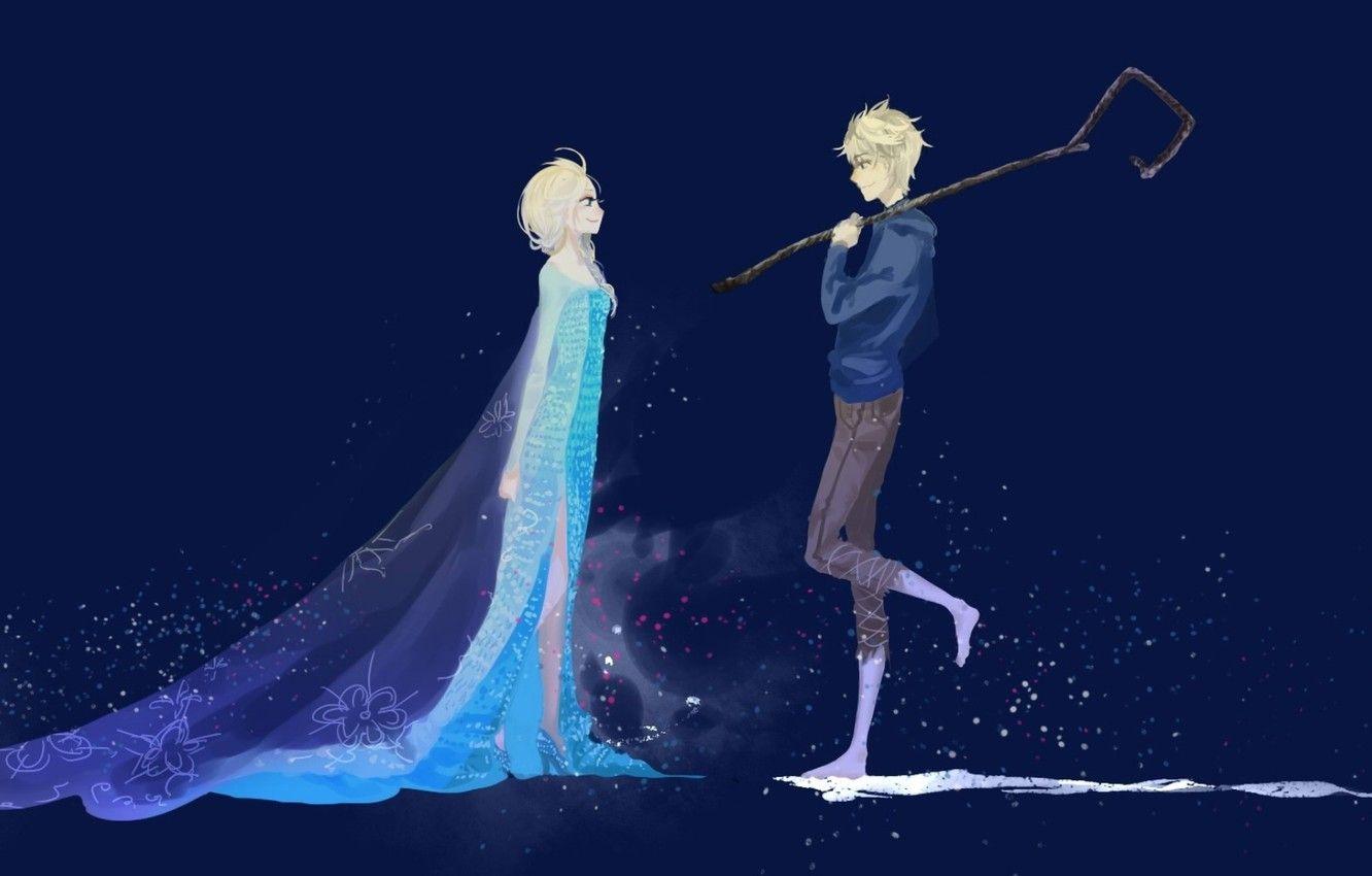 1332x850 Wallpaper girl, art, Frozen, guy, Rise of the Guardians, Rise of the guardians, Jack Frost, Elsa, Elsa, Jack Frost, Cold heart image for desktop, section фильмы