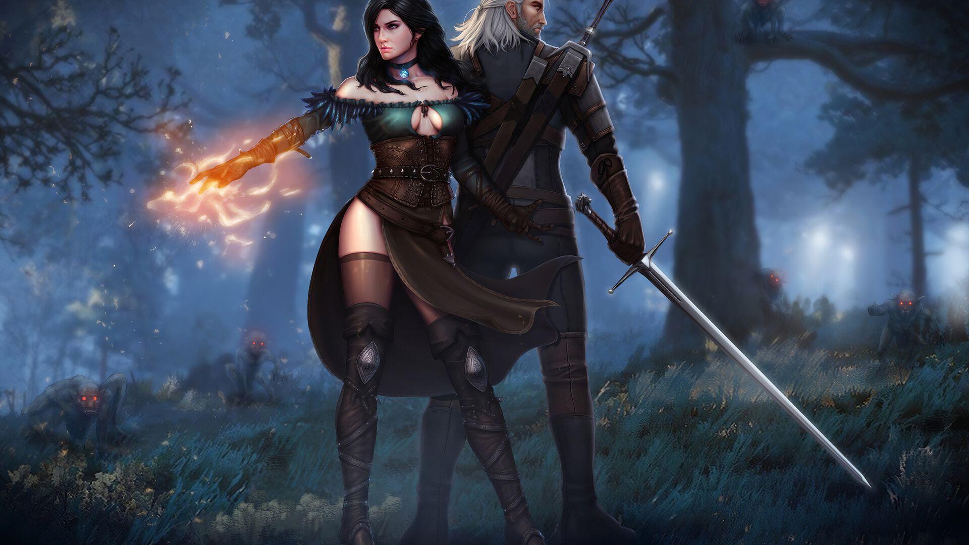 1920x1080 Witcher 3 Wild Hunt Geralt Yen And Ciri 4k Laptop Full