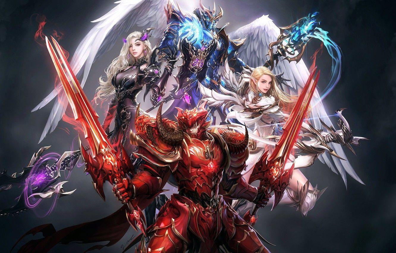 1332x850 Wallpaper anime, fantasy, art, heroes, squad, seunghee lee, MU