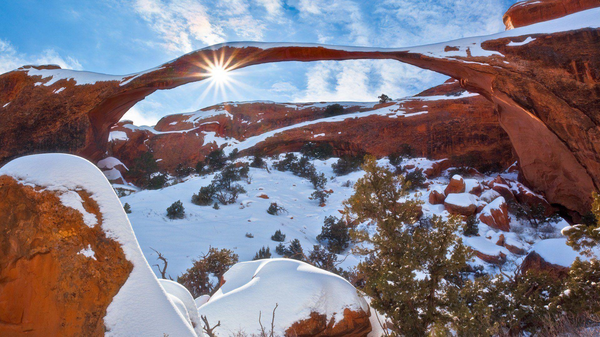 1920x1080 Winter Arches National Park Utah National Park wallpaper