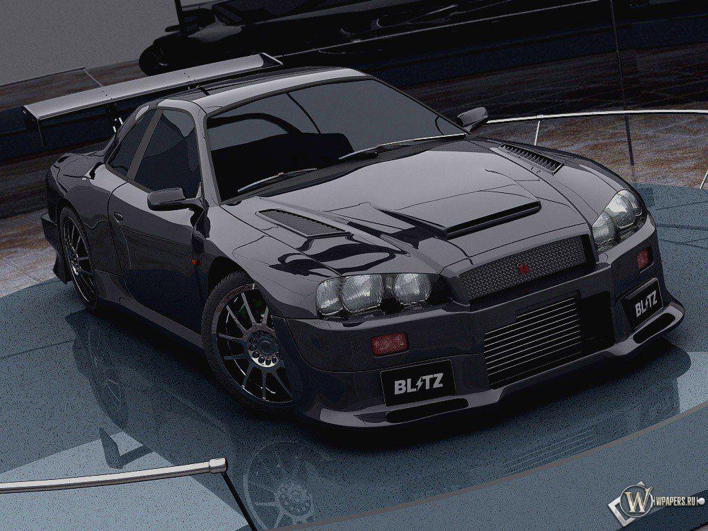 1024x768 Free download Nissan Skyline Black Wallpaper Nissan Skyline R33