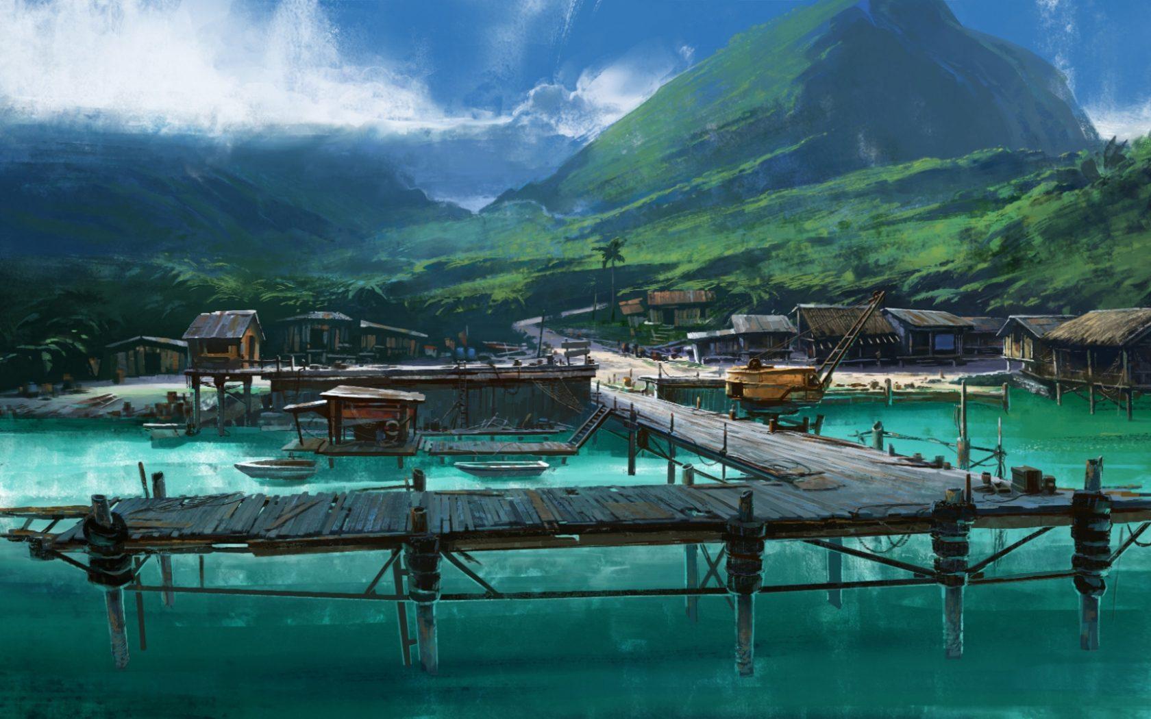 1680x1050 Hand Painted Bora Bora Island HD Wallpaper
