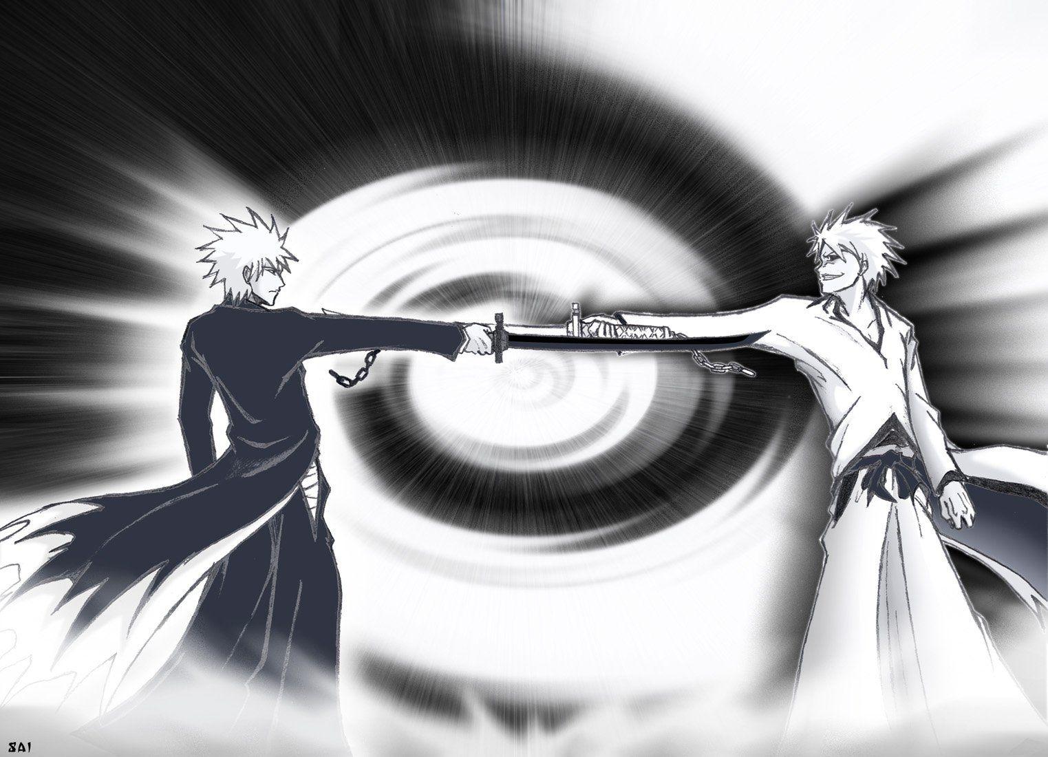 1523x1100 Bleach Kurosaki Ichigo shinigami Hollow Ichigo zanpakuto wallpaper
