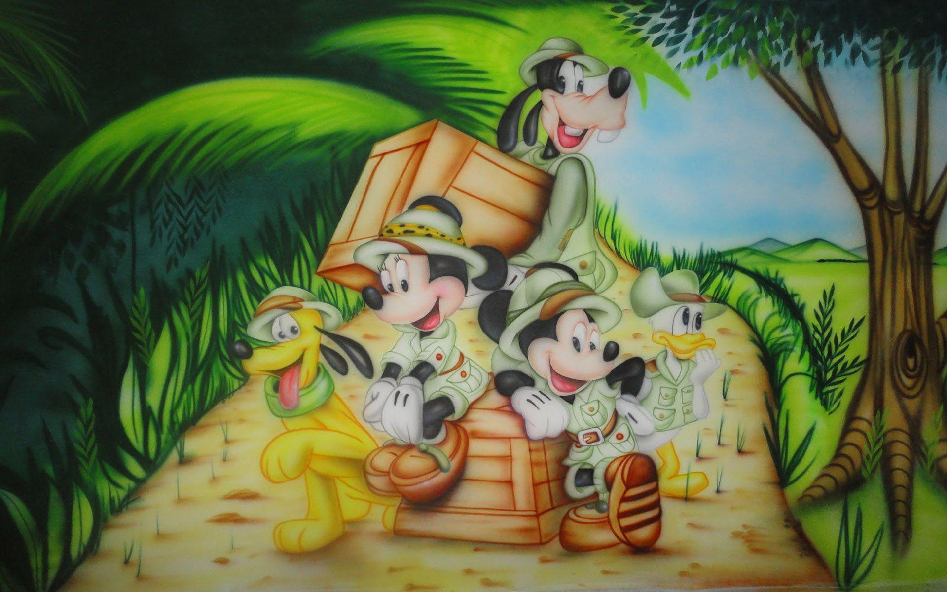 1920x1200 Adventure Of Mickey Maus Safari Cartoon Minnie Mouse Donald Duck