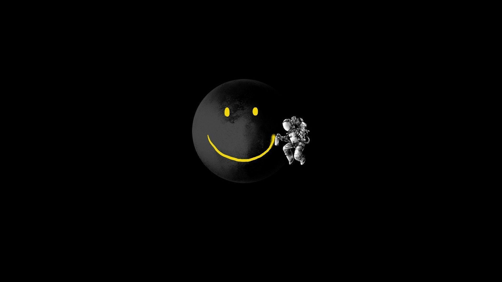 1920x1080 Happy Face Black Wallpaper