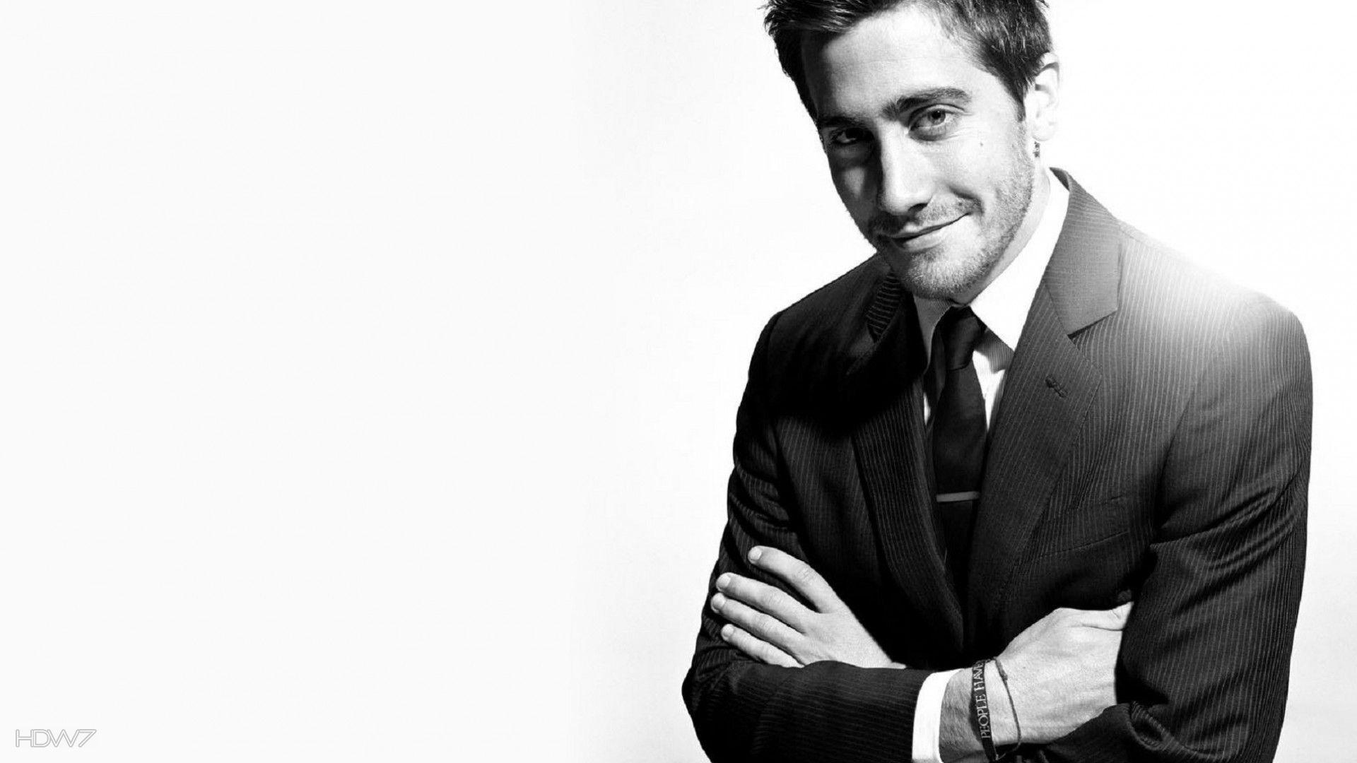 1920x1080 jake gyllenhaal black white smile suit. HD wallpaper gallery